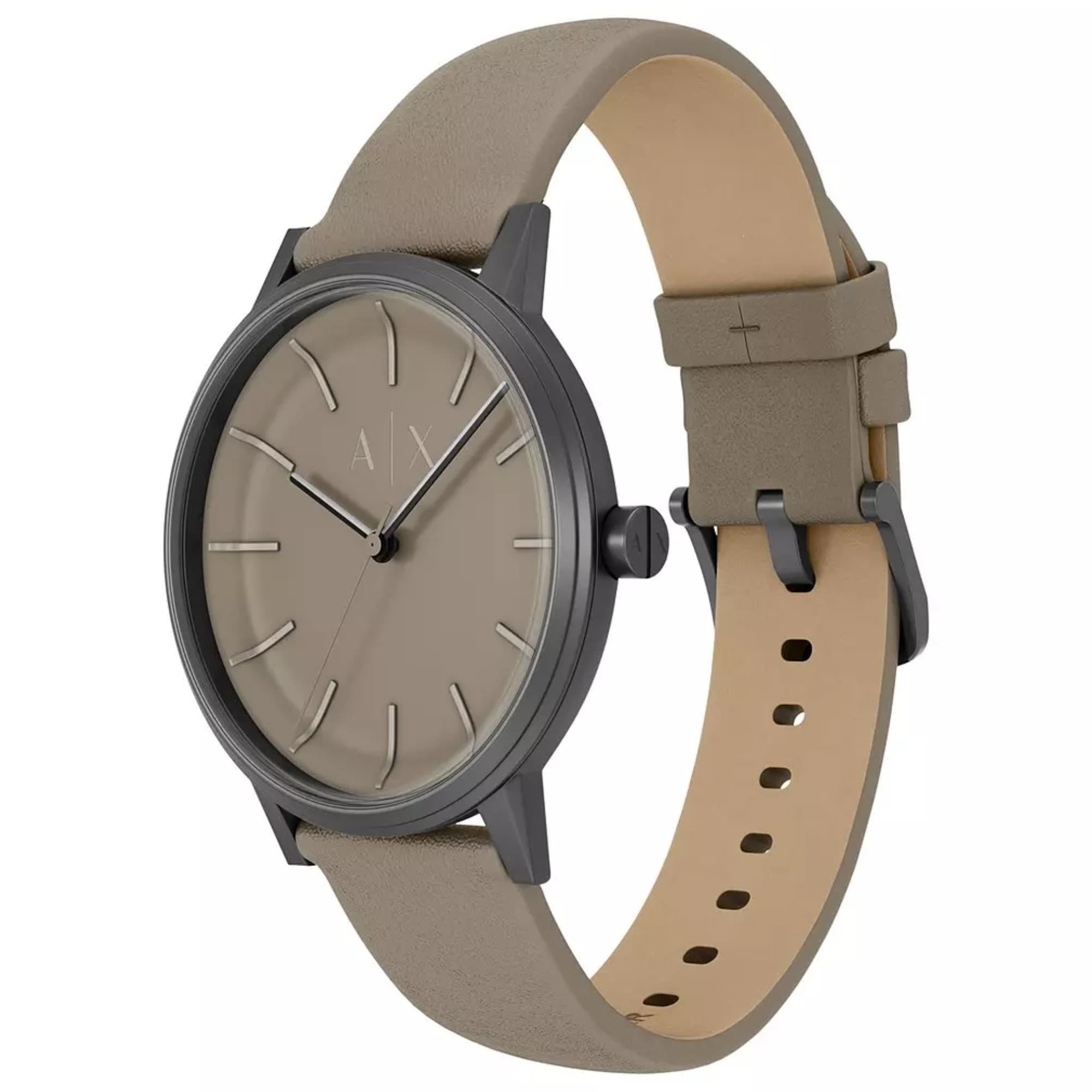 Armani Exchange Cayde 42mm Brown Dial Leather Mens Quartz Watch AX2766