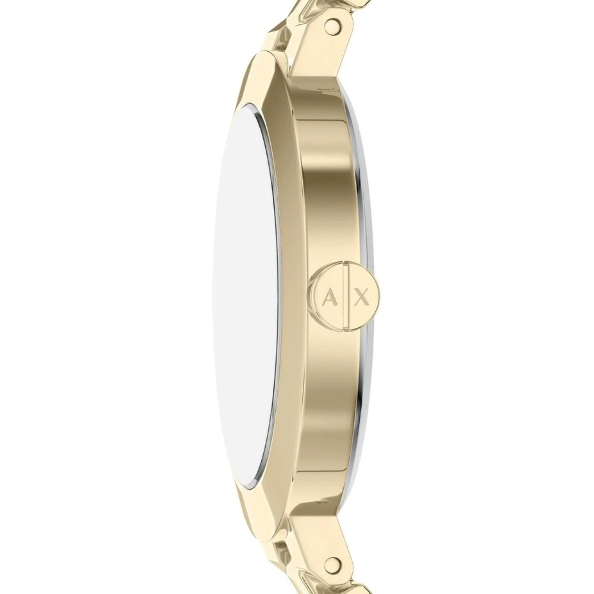 Armani Exchange Jackie 36mm Gold Dial Steel Ladies Quartz Watch and Bracelet AX7177SET