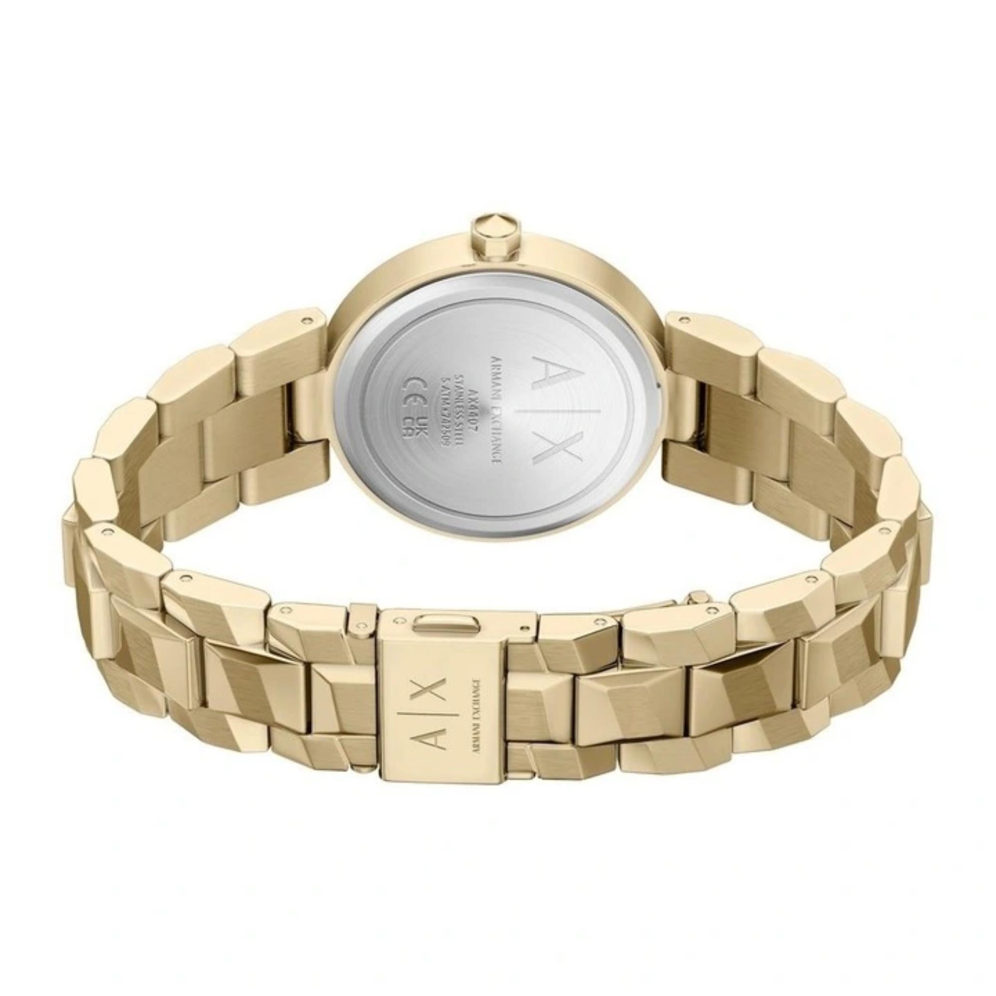 Armani Exchange Audelle 34mm Gold Dial Steel Quartz Watch AX4407