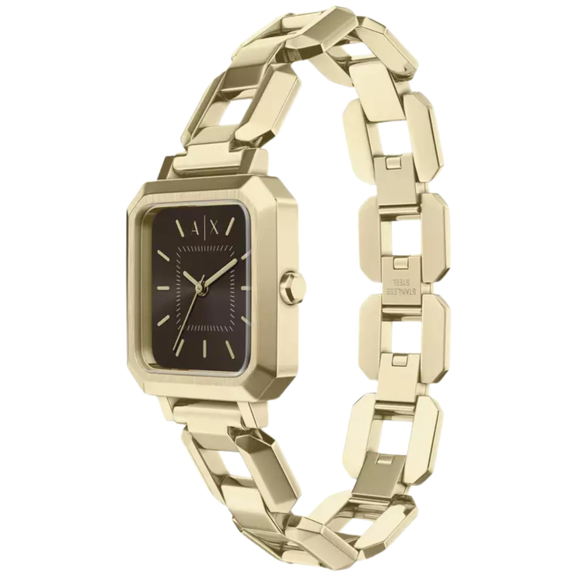 Armani Exchange Leila 27mm Brown Dial Steel Ladies Quartz Watch AX5738