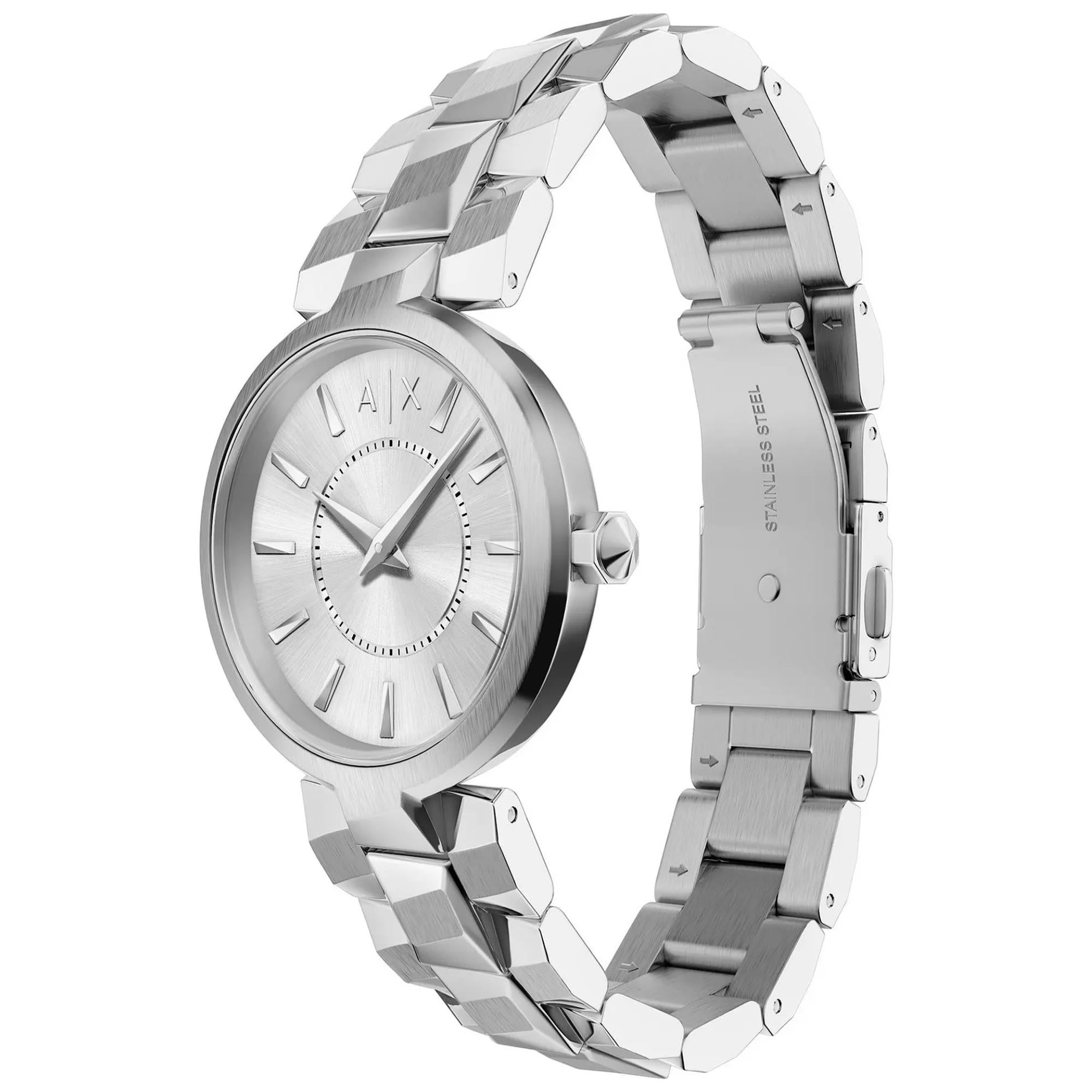 Armani Echange Audelle 34mm Silver Dial Steel Ladies Quartz Watch AX4405