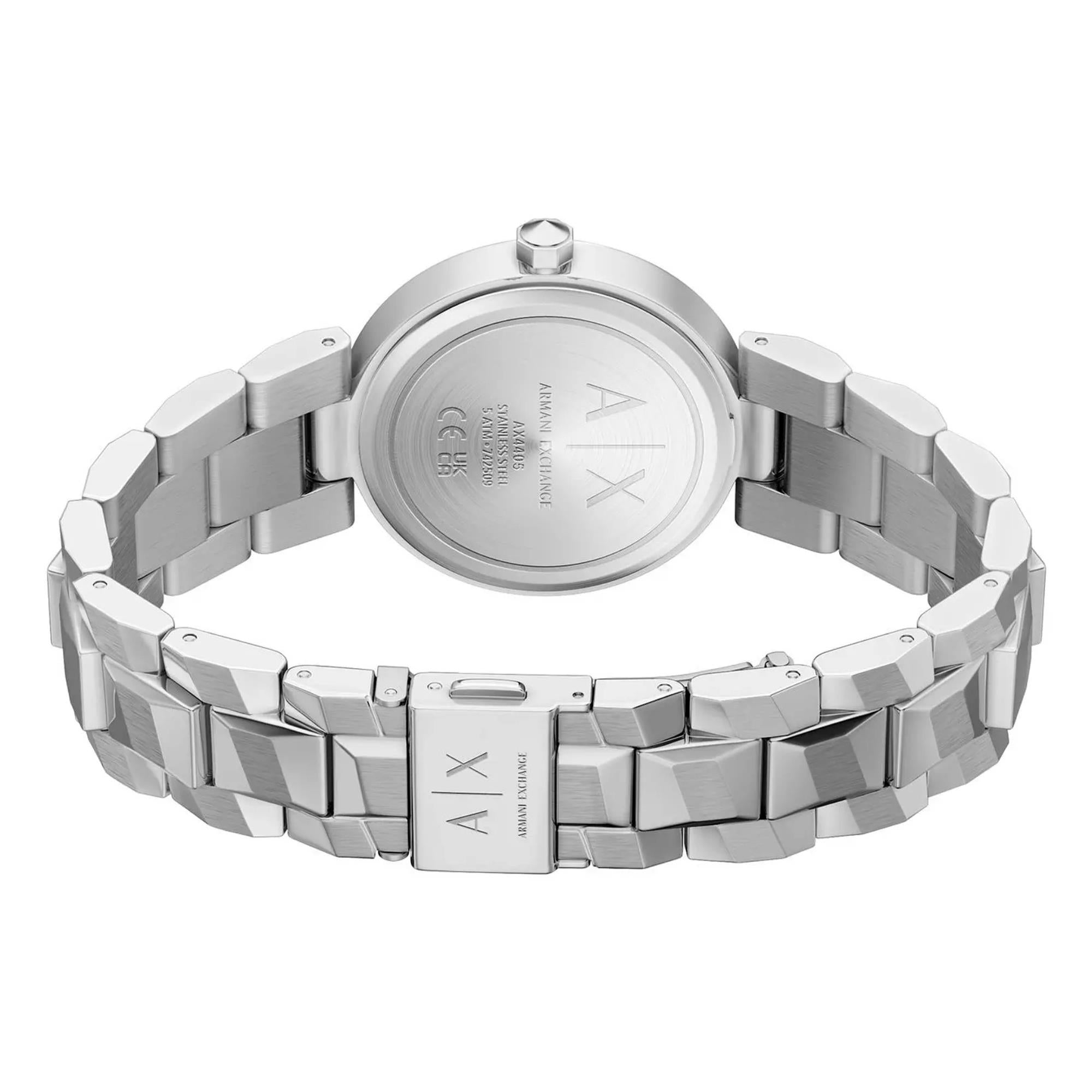Armani Echange Audelle 34mm Silver Dial Steel Ladies Quartz Watch AX4405