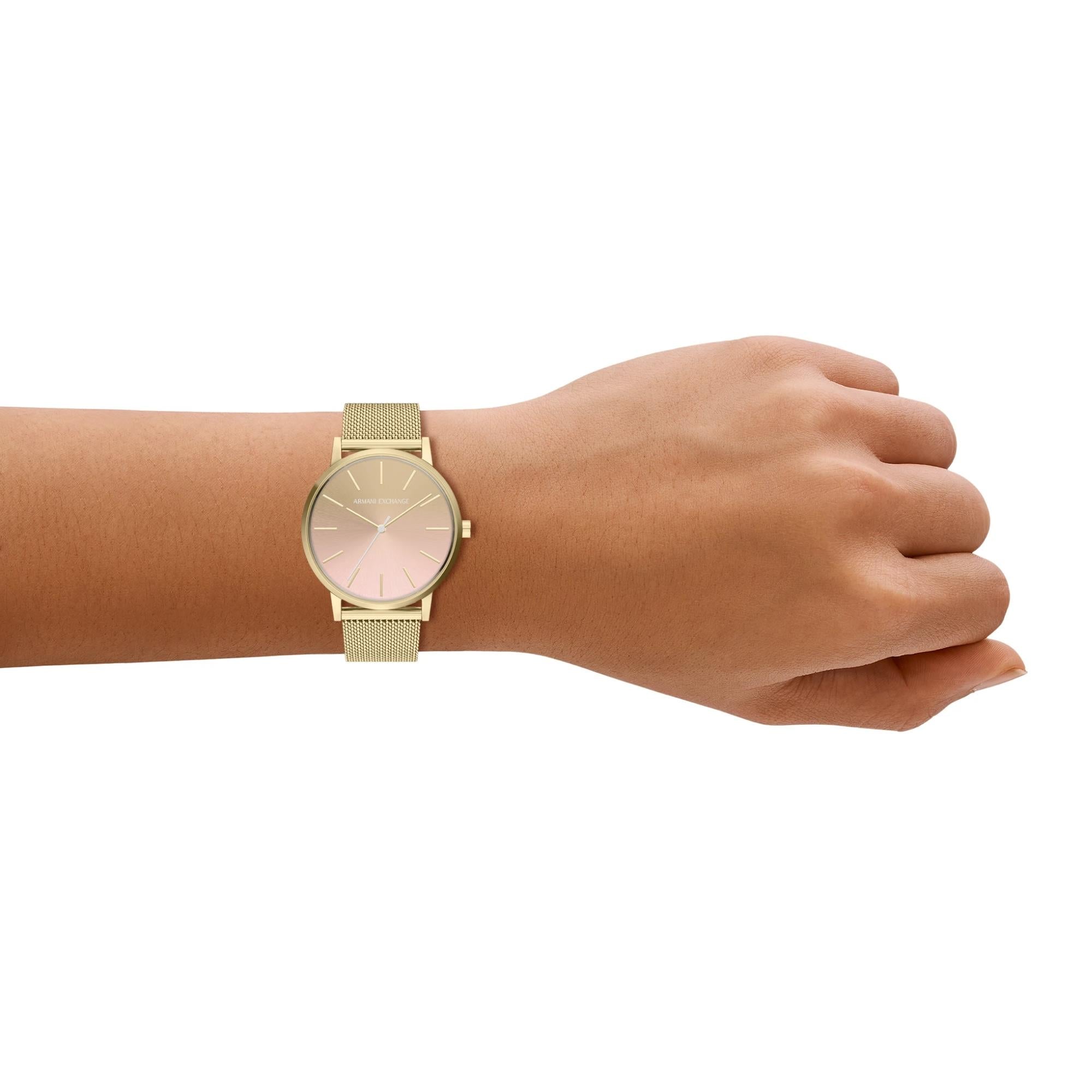 Armani Exchange Lola 36mm Pink Dial Steel Ladies Watch AX5619