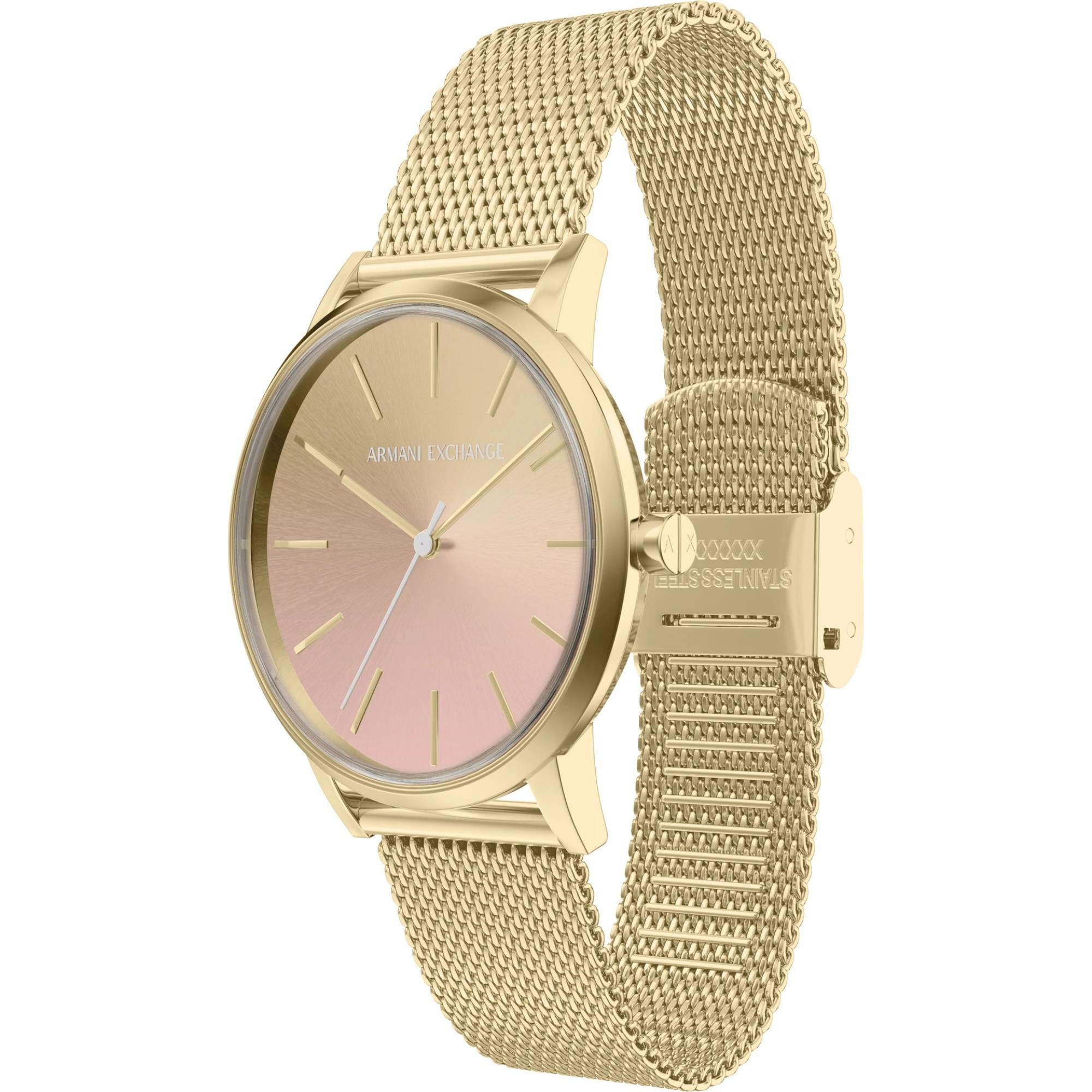 Armani Exchange Lola 36mm Pink Dial Steel Ladies Watch AX5619