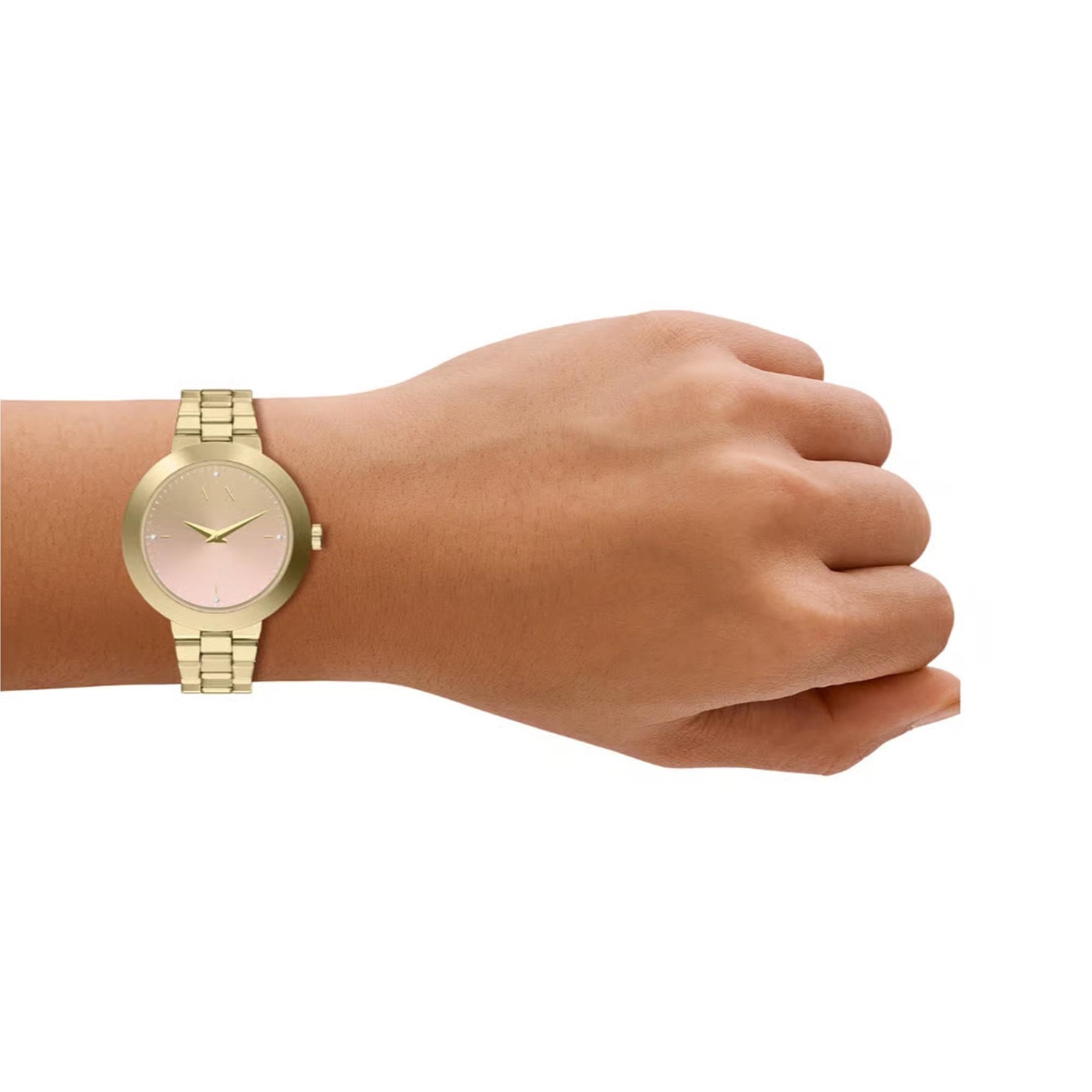 Armani Echange Jackie 36mm Pink Dial Steel Ladies Quartz Watch AX5182