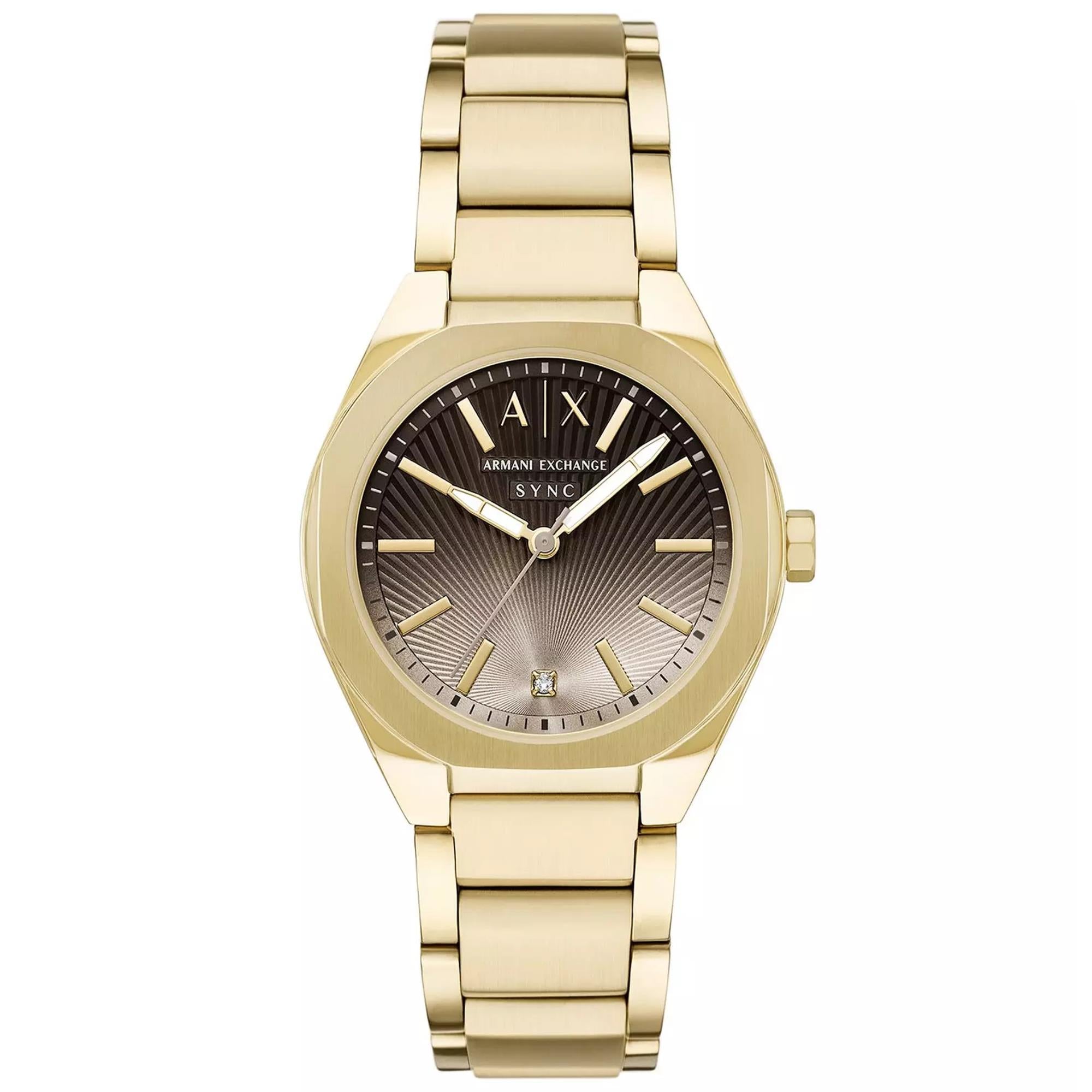 Armani Exchange Sync 36mm Brown/Beige Dial Steel Ladies Quartz Watch AX6031