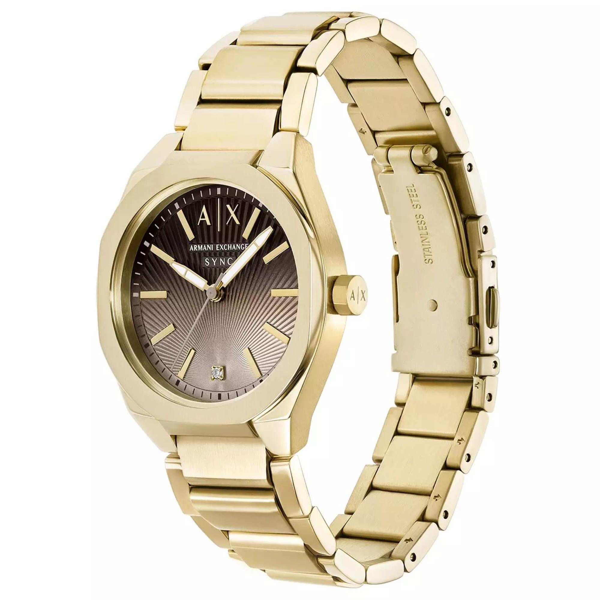 Armani Exchange Sync 36mm Brown/Beige Dial Steel Ladies Quartz Watch AX6031