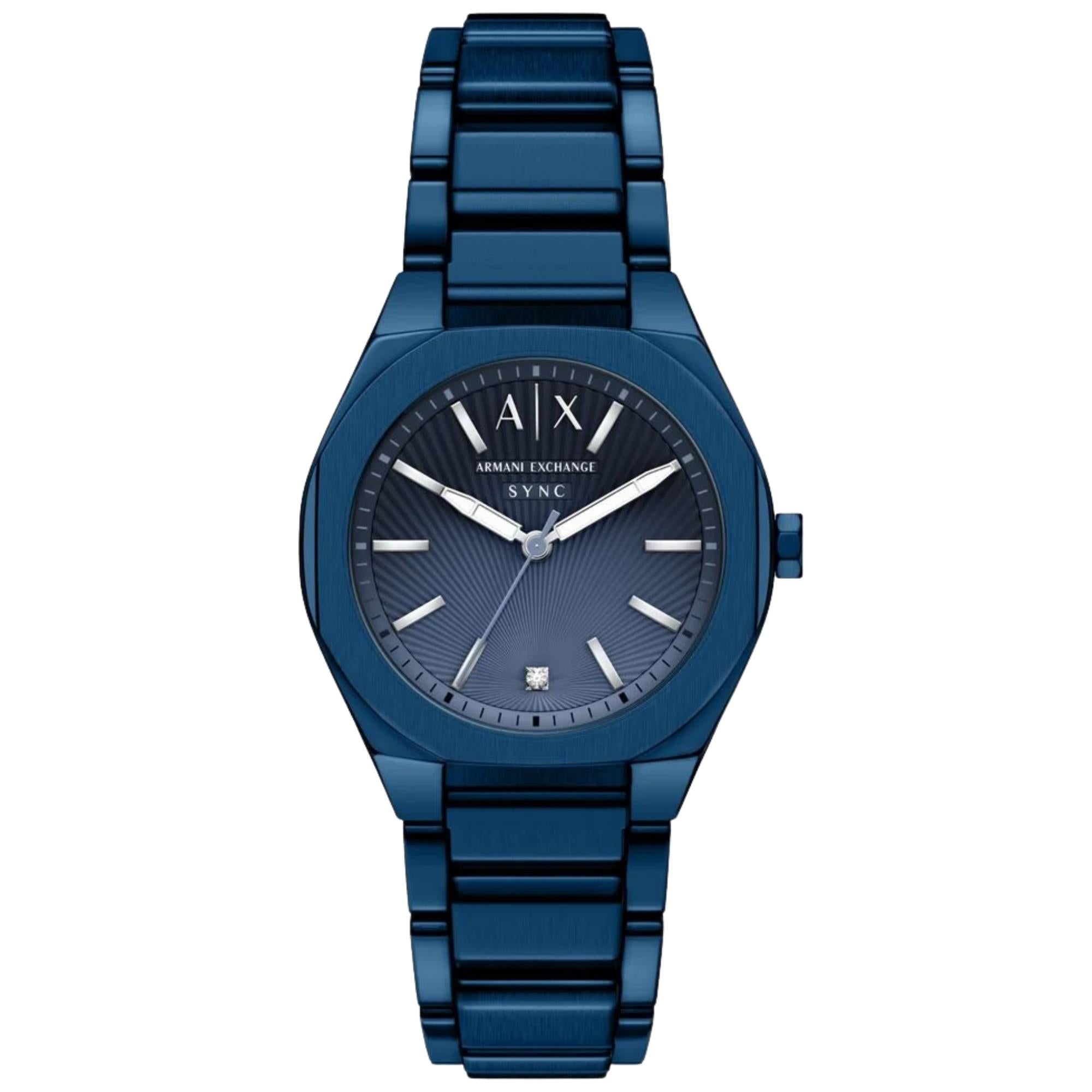 Armani Exchange Sync 36mm Blue Dial Steel Ladies Quartz Watch AX6032