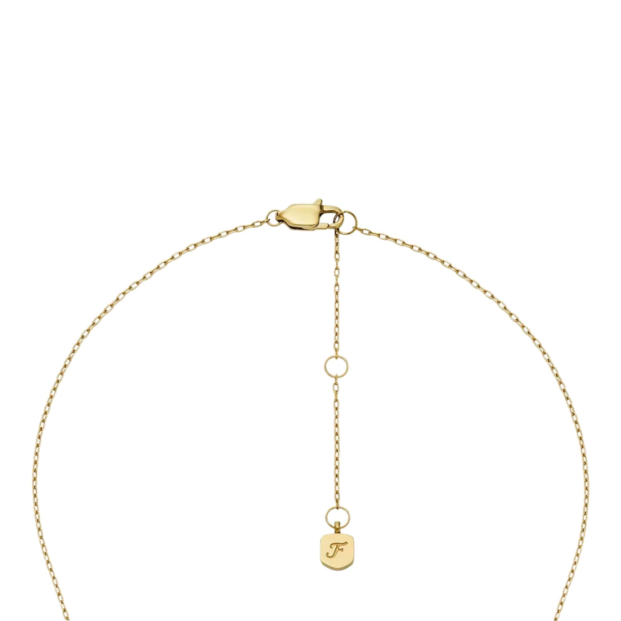 Fossil Merrit Classic Mother-of-Pearl Gold-Tone Stainless Steel Pendant Women's Necklace JF04865710