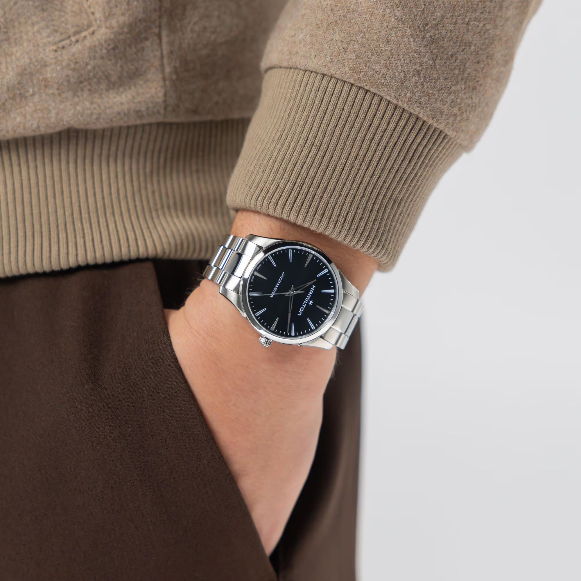 Hamilton Jazzmaster Quartz Black Dial Steel Strap Men's Watch H32461131