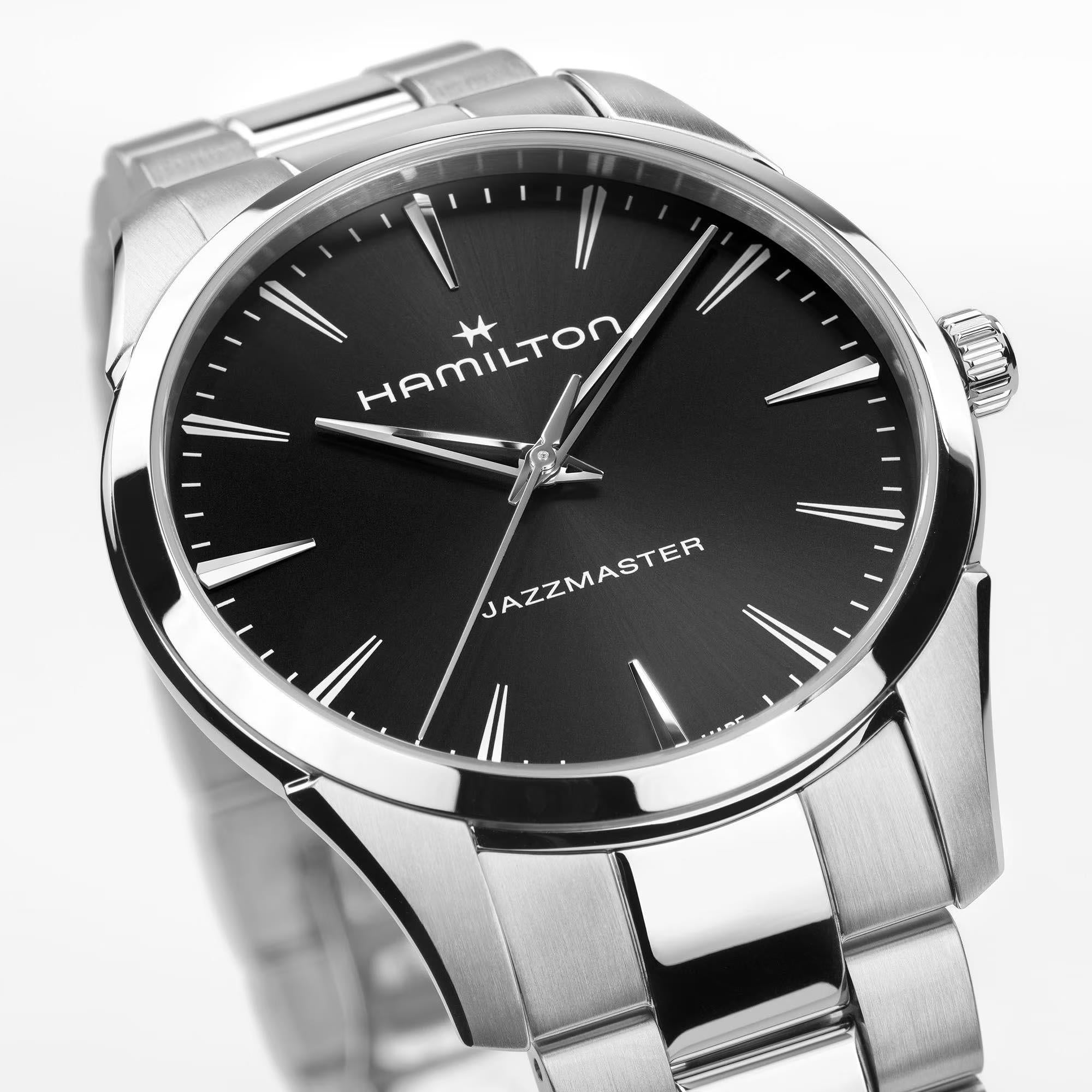 Hamilton Jazzmaster Quartz Black Dial Steel Strap Men's Watch H32461131