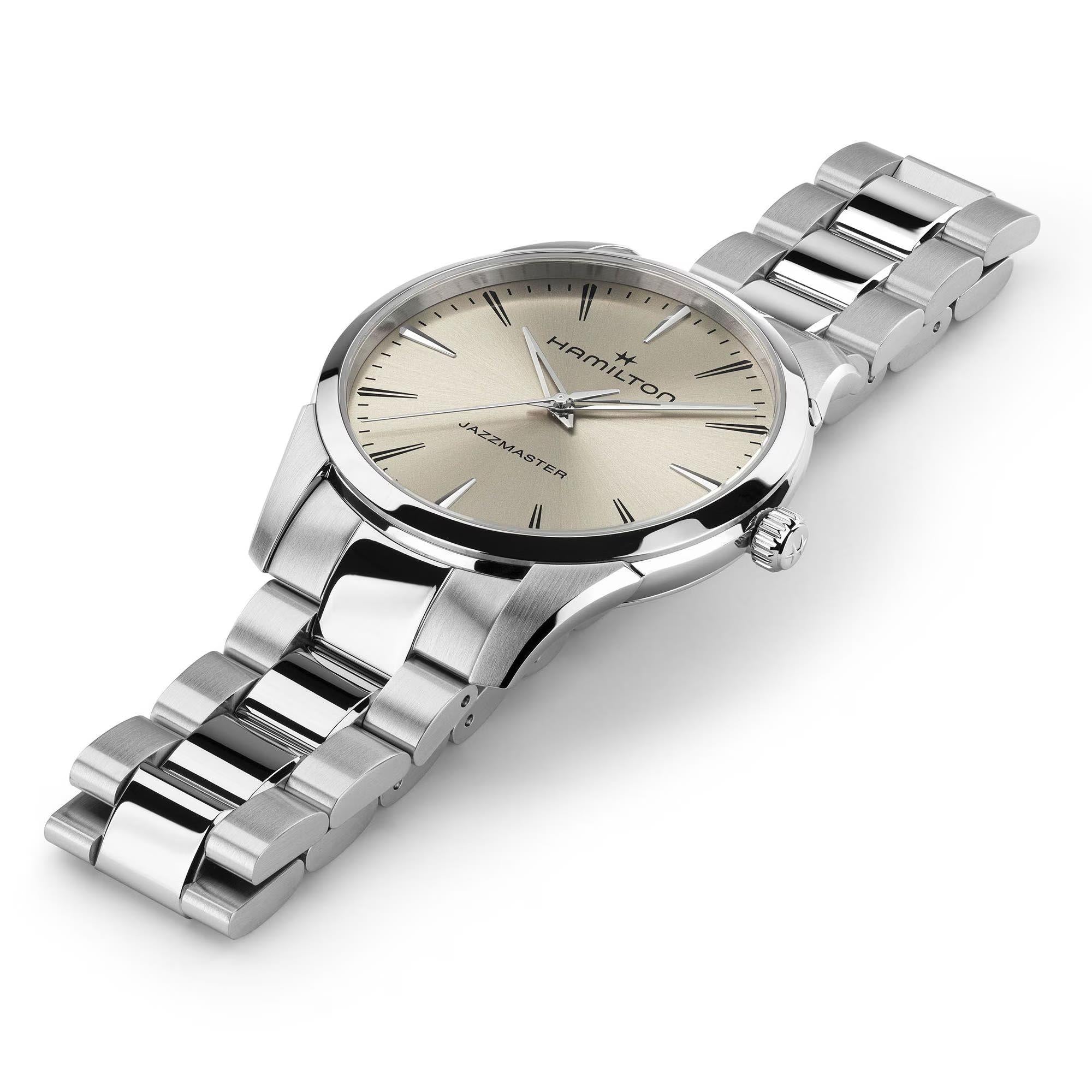 Hamilton Jazzmaster Quartz Beige Dial Steel Strap Men's Watch H32461121
