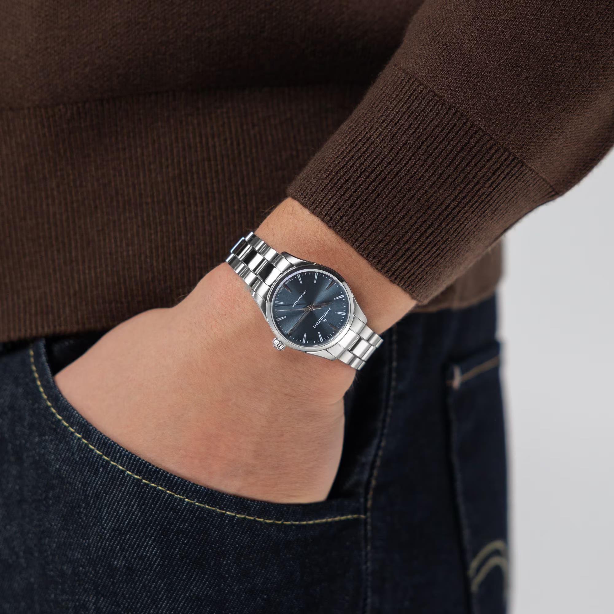 Hamilton Jazzmaster Quartz Blue Dial Steel Strap Unisex Watch H32301141