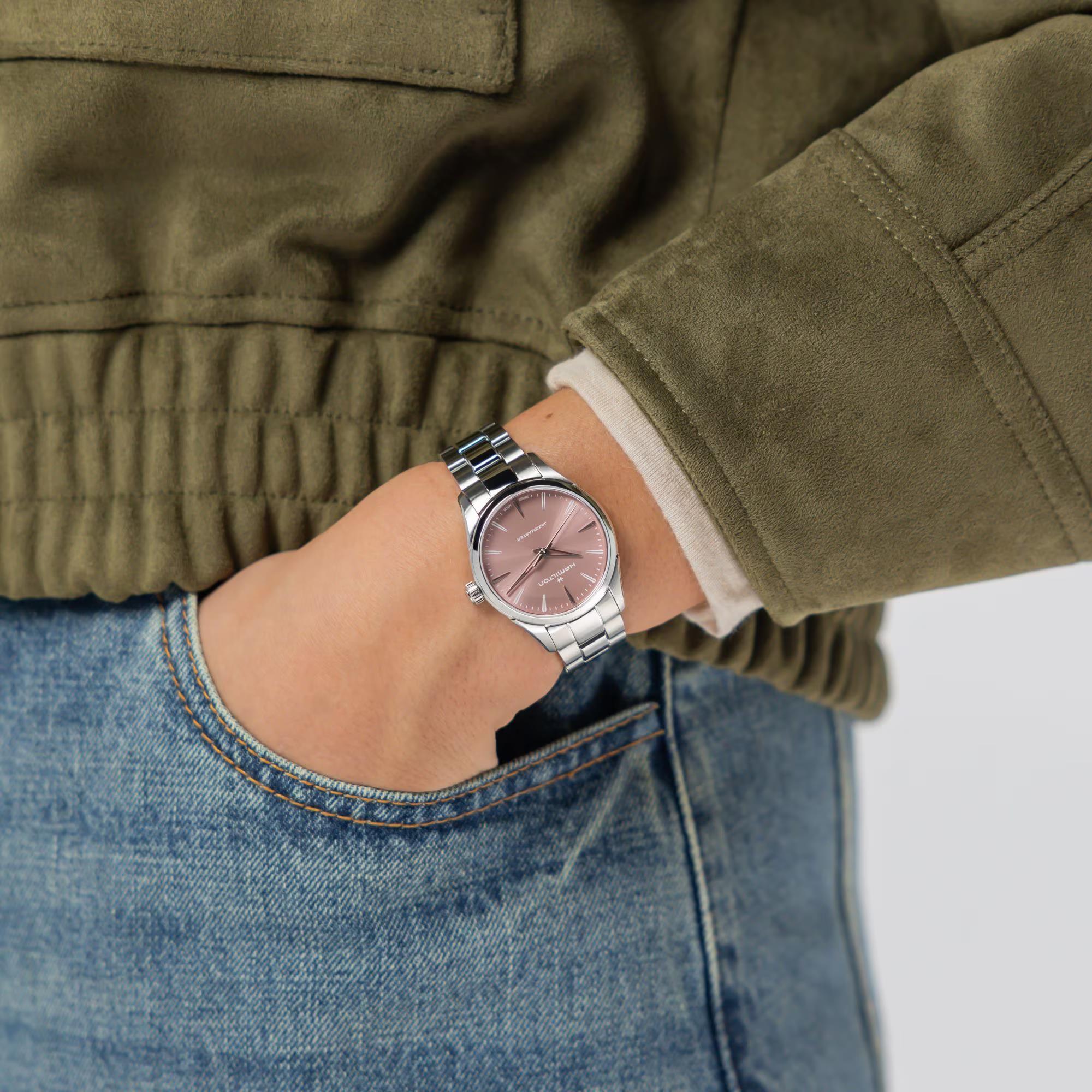 Hamilton Jazzmaster Quartz Pink Dial Steel Strap Unisex Watch H32301171