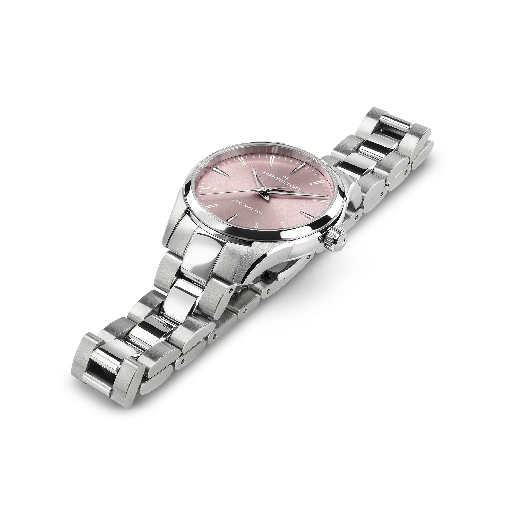 Hamilton Jazzmaster Quartz Pink Dial Steel Strap Unisex Watch H32301171