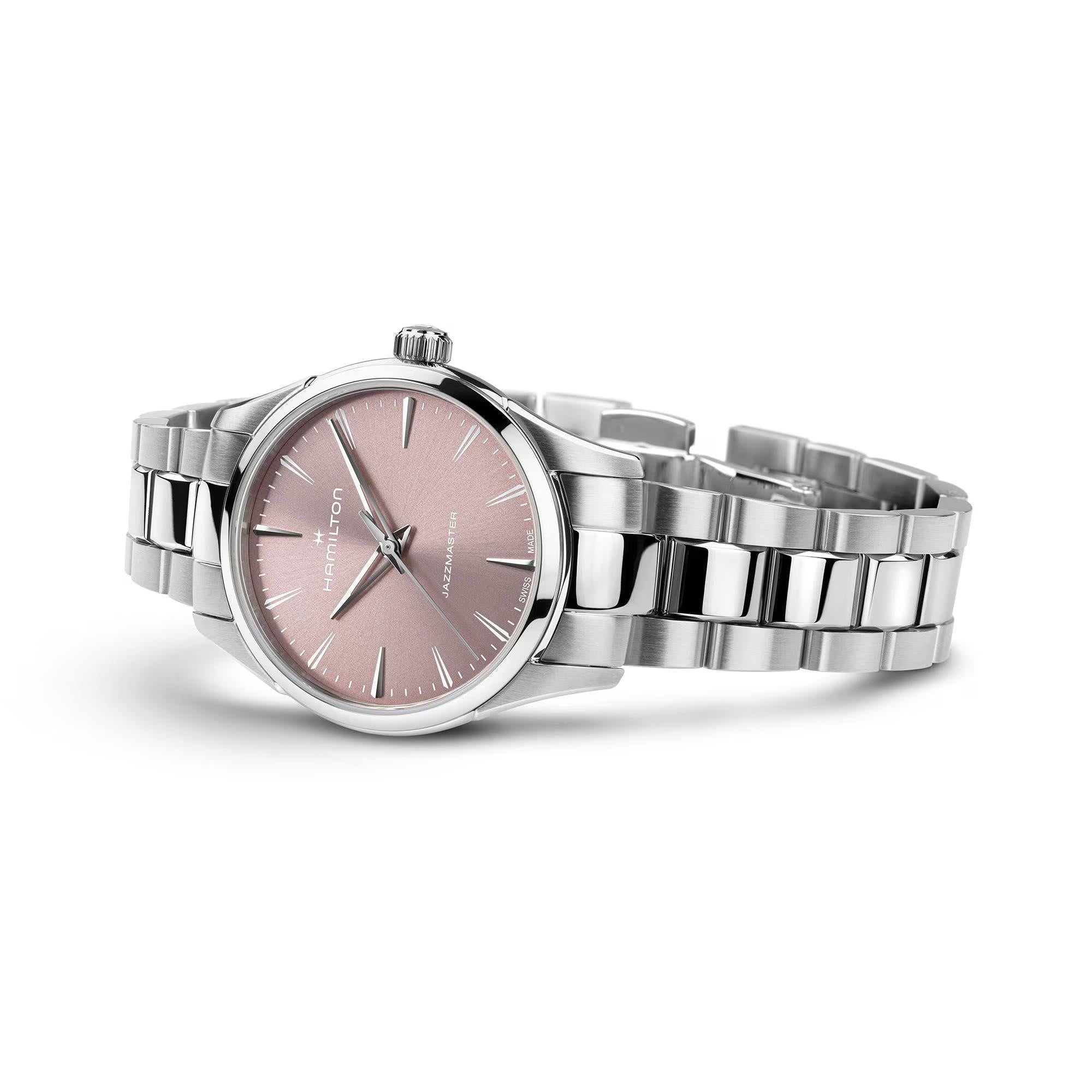 Hamilton Jazzmaster Quartz Pink Dial Steel Strap Unisex Watch H32301171
