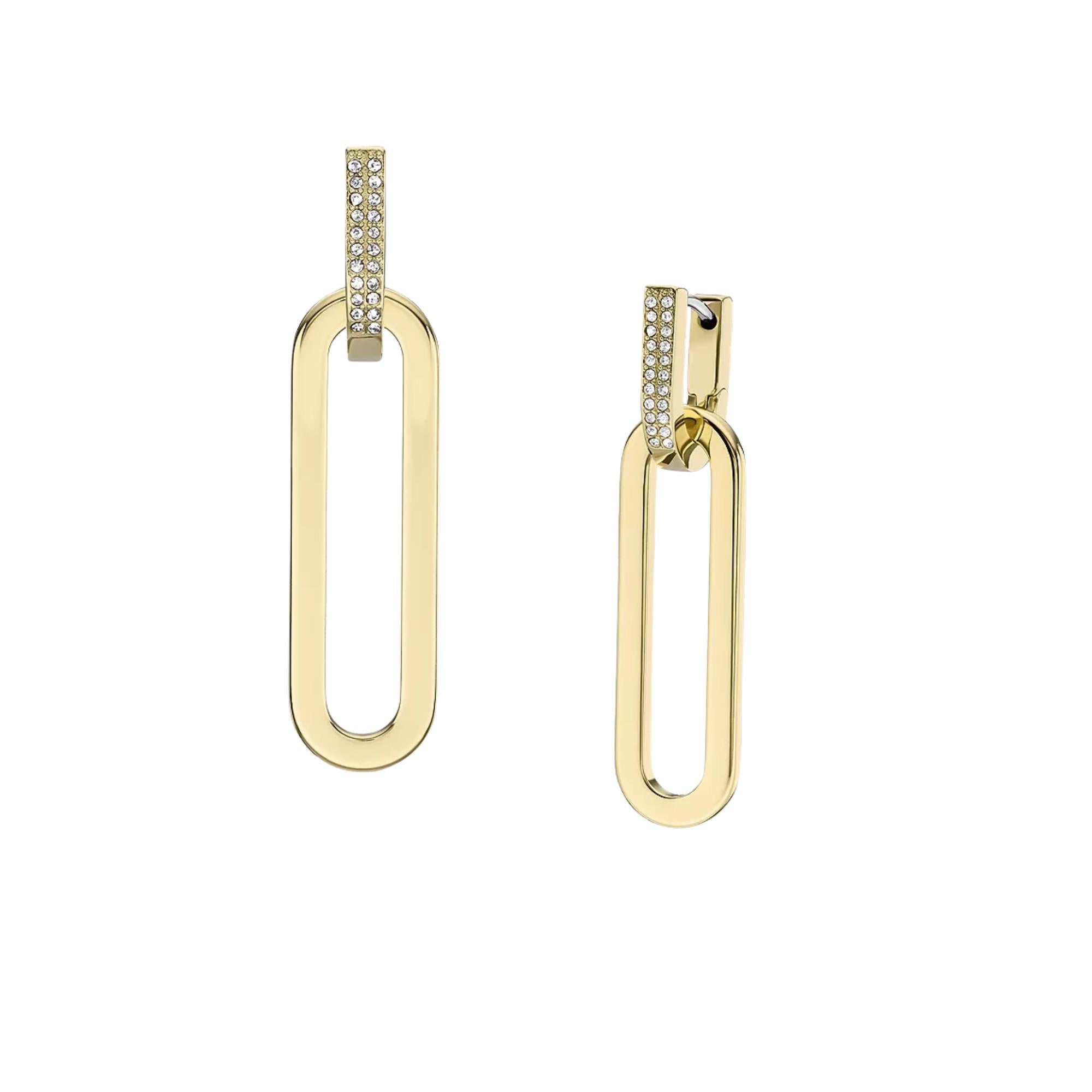 Fossil Heritage D-Link Glitz Gold-Tone Stainless Steel Drop Women's Earrings JF04587710