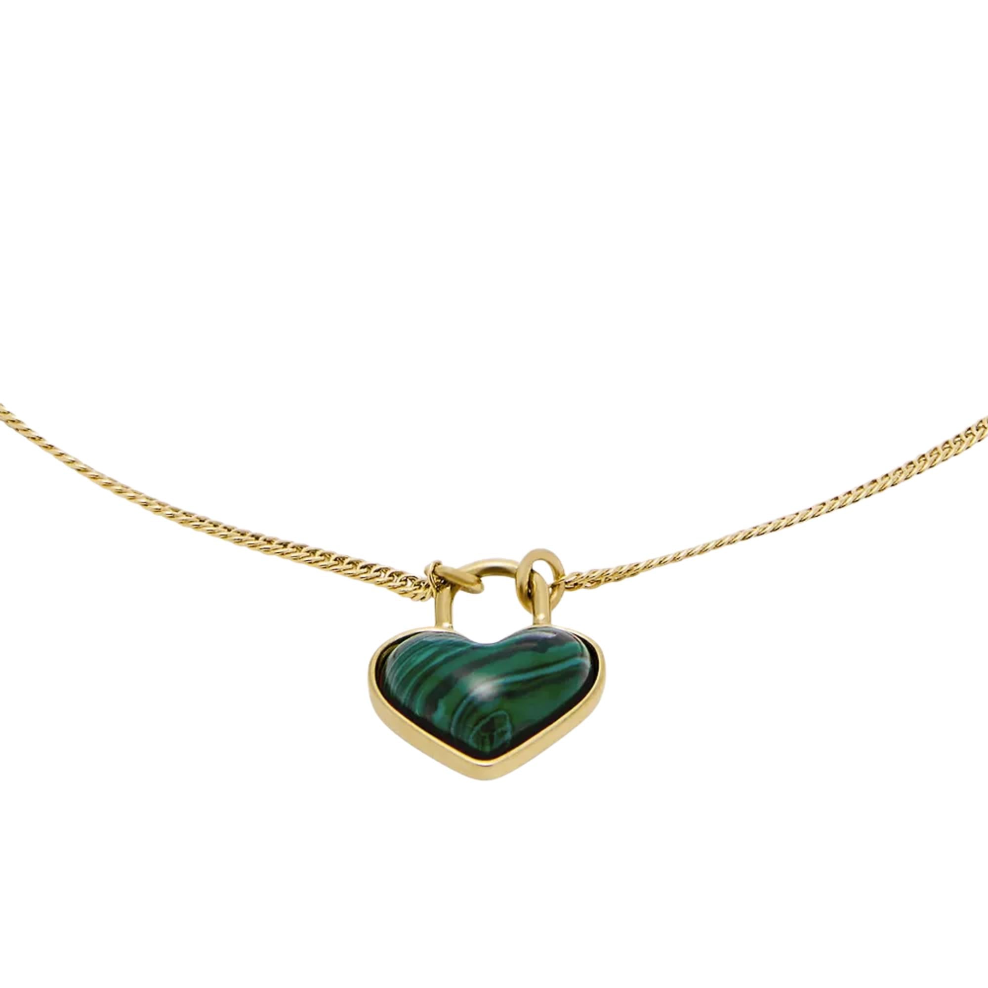 Fossil Sutton Modern Meadows Reconstituted Malachite Heart Chain Women's Bracelet JF04858710
