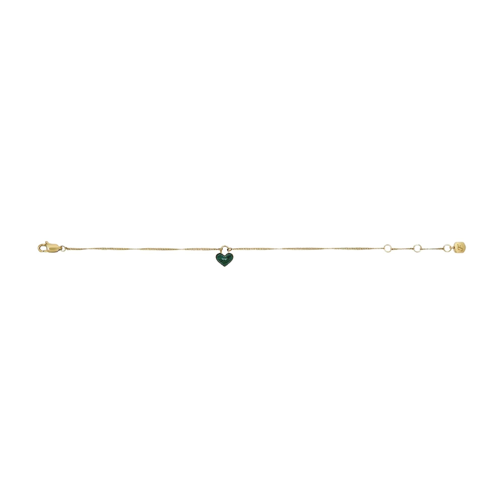 Fossil Sutton Modern Meadows Reconstituted Malachite Heart Chain Women's Bracelet JF04858710