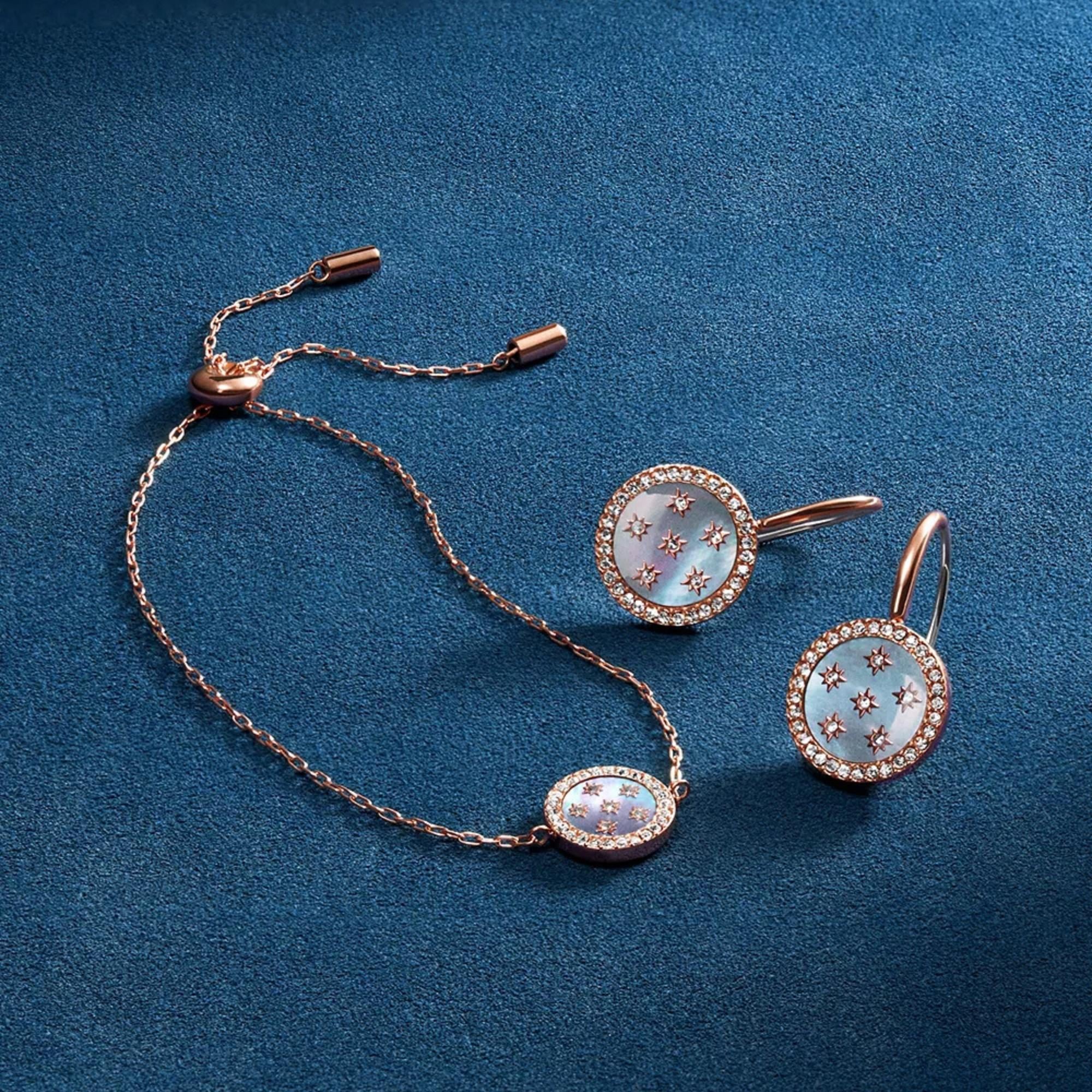 Fossil Merrit Classic Mother-of-Pearl Rose Gold-Tone Stainless Steel Station Women's Bracelet JF04937791
