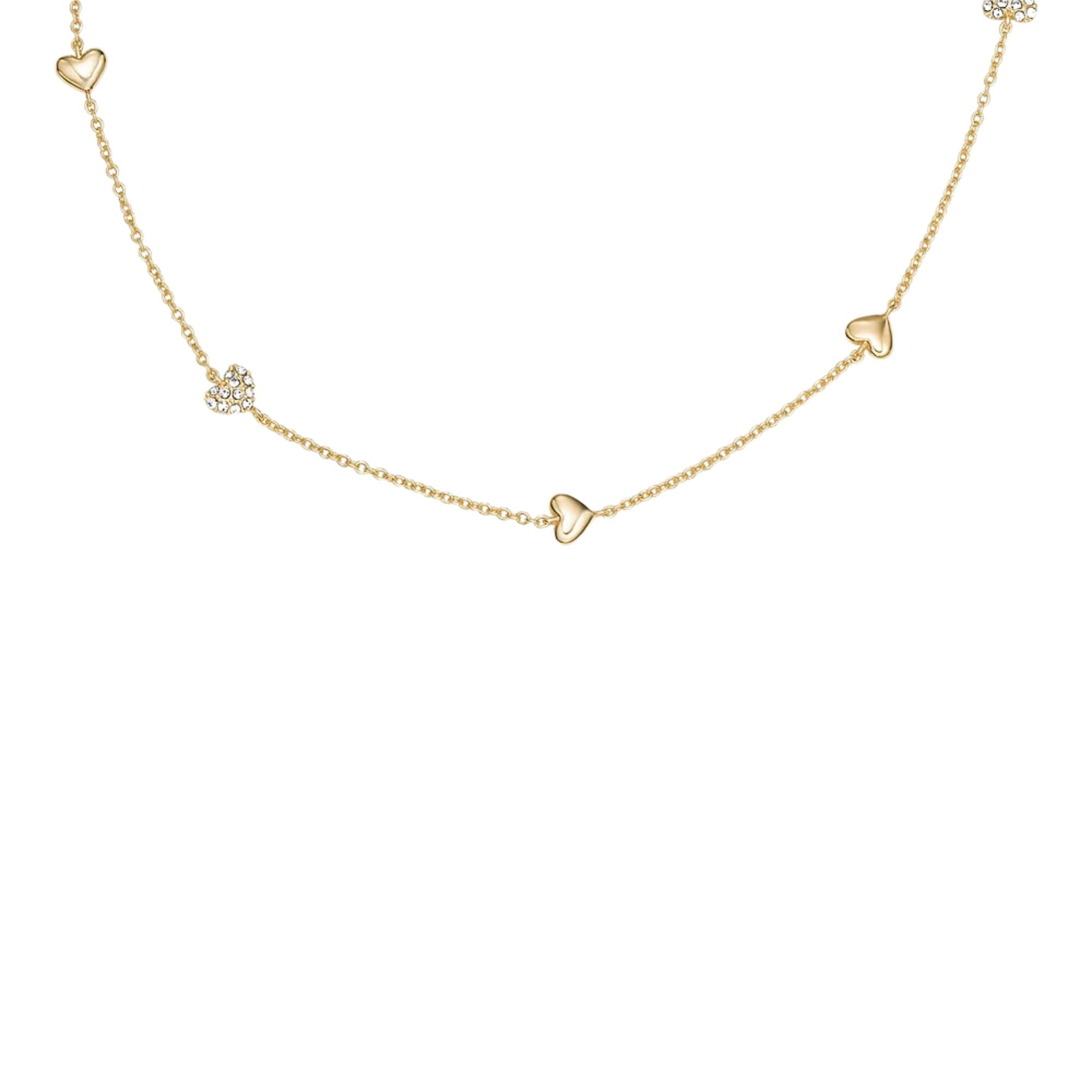 Fossil Sutton Heartbeat Gold-Tone Brass Station Women's Necklace JA7298710