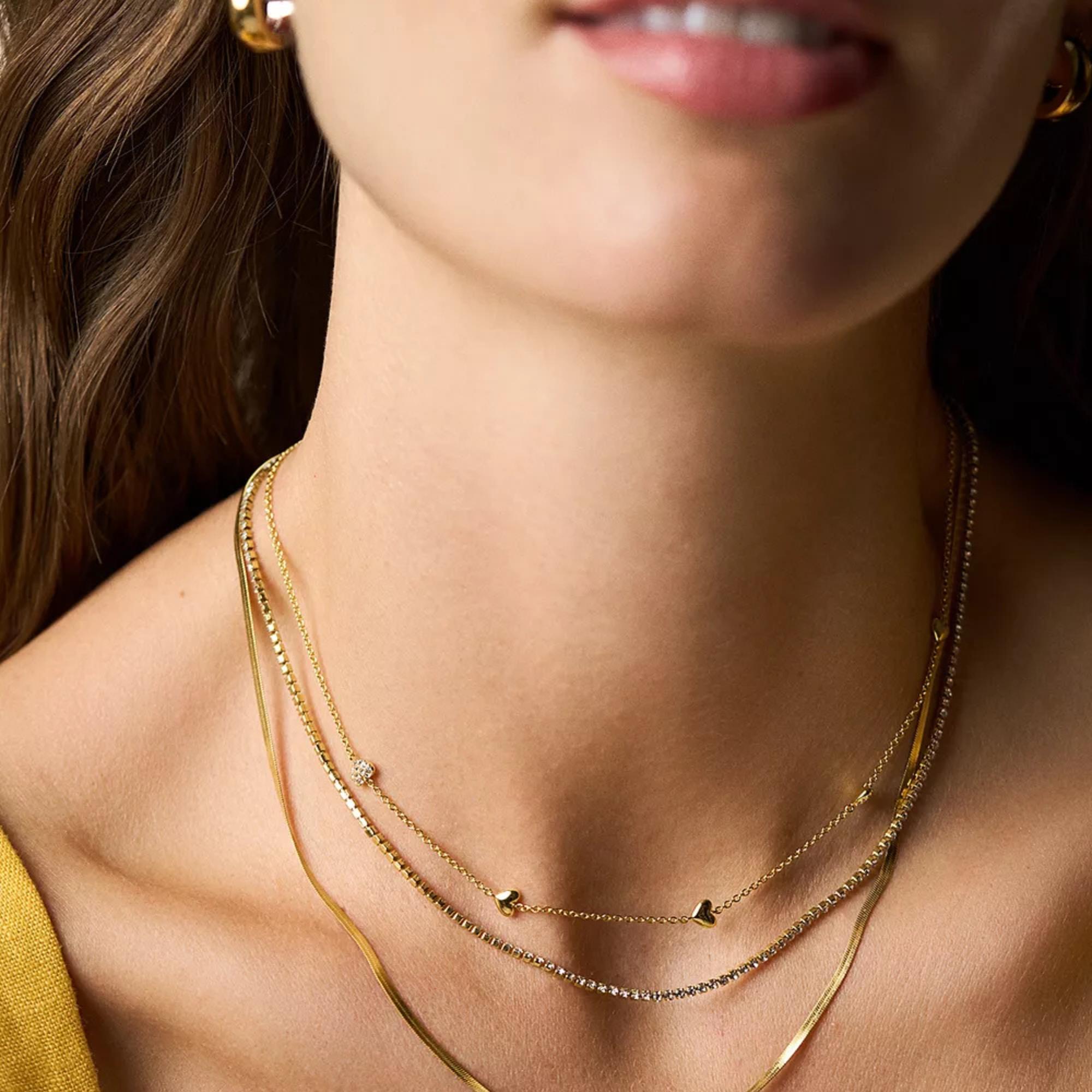 Fossil Sutton Heartbeat Gold-Tone Brass Station Women's Necklace JA7298710
