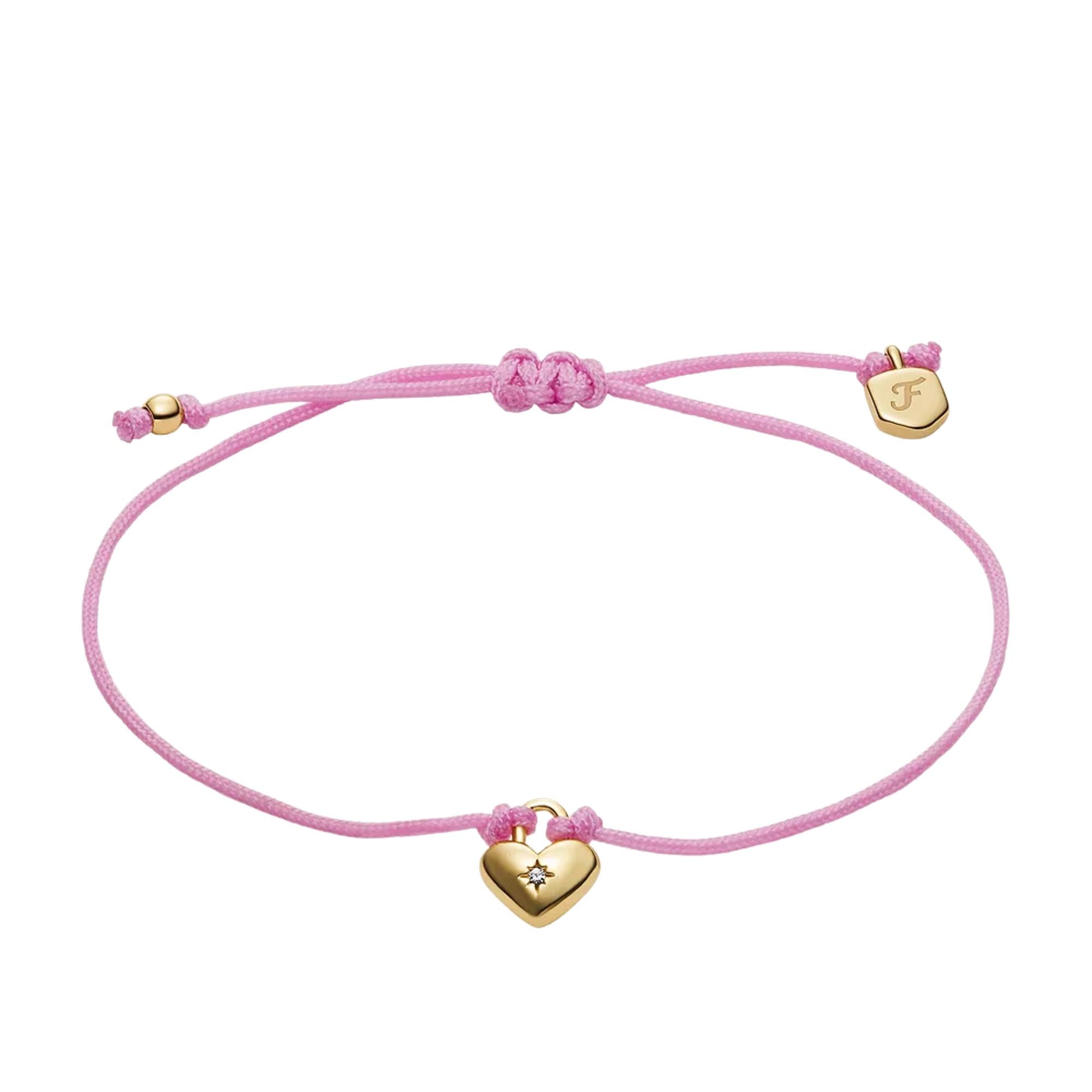 Fossil Sutton Mini Moments Dusty Pink Gold-Tone Brass Heart Women's Bracelet JA7314710