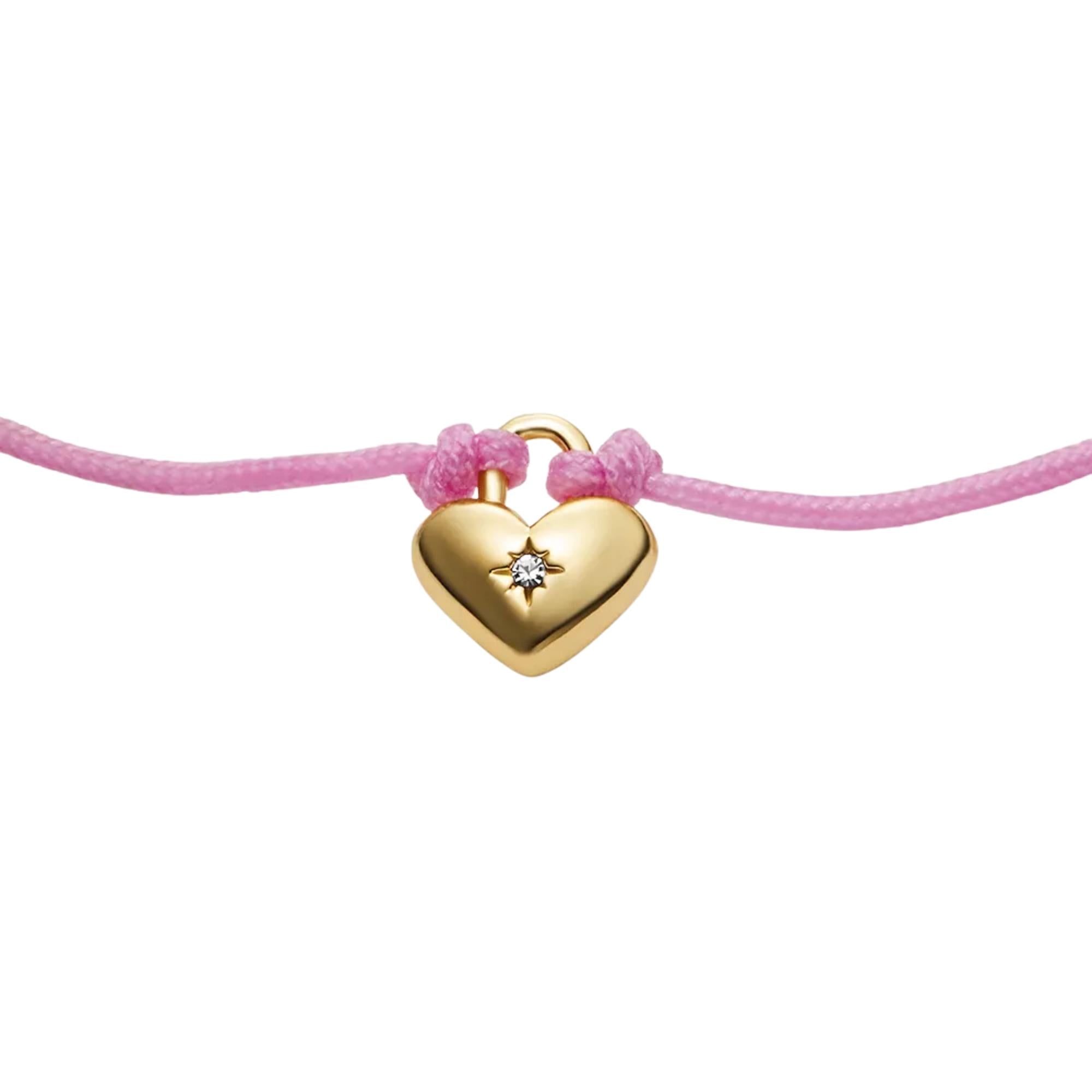 Fossil Sutton Mini Moments Dusty Pink Gold-Tone Brass Heart Women's Bracelet JA7314710