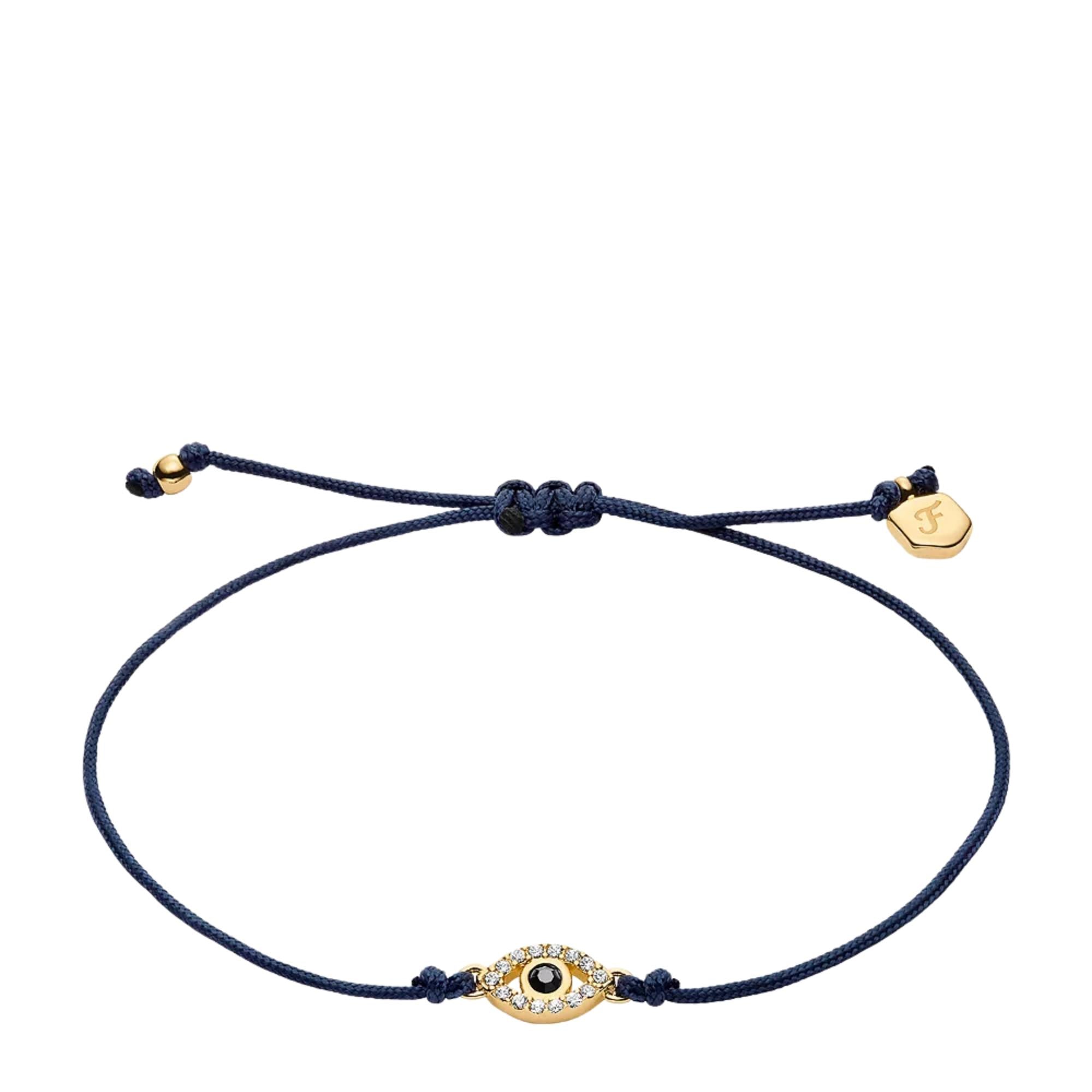 Fossil Sutton Mini Moments Midnight Blue Gold-Tone Brass Evil Eye Women's Bracelet JA7312710