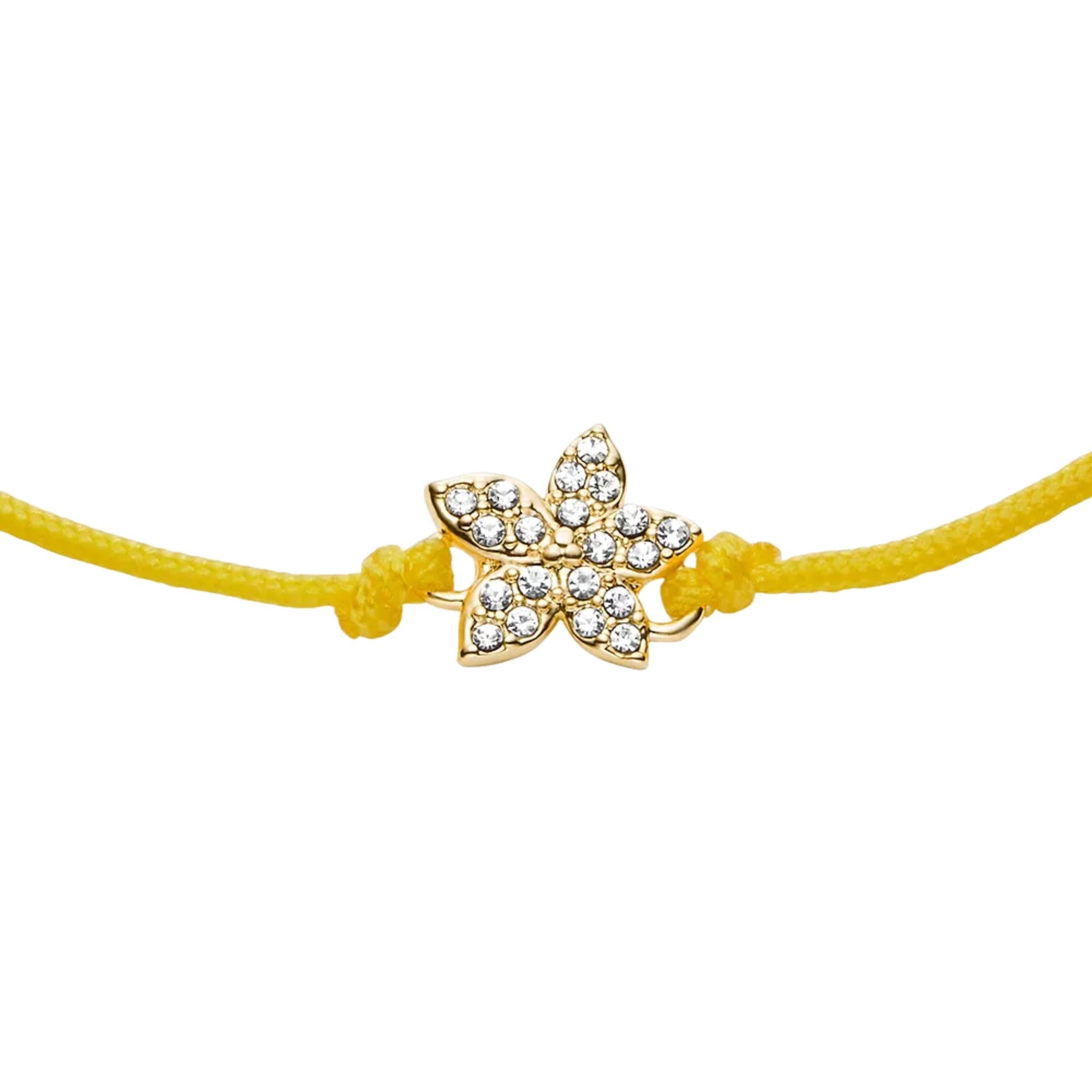 Fossil Sutton Mini Moments Yellow Gold-Tone Brass Pavé Flower Women's Bracelet JA7308710