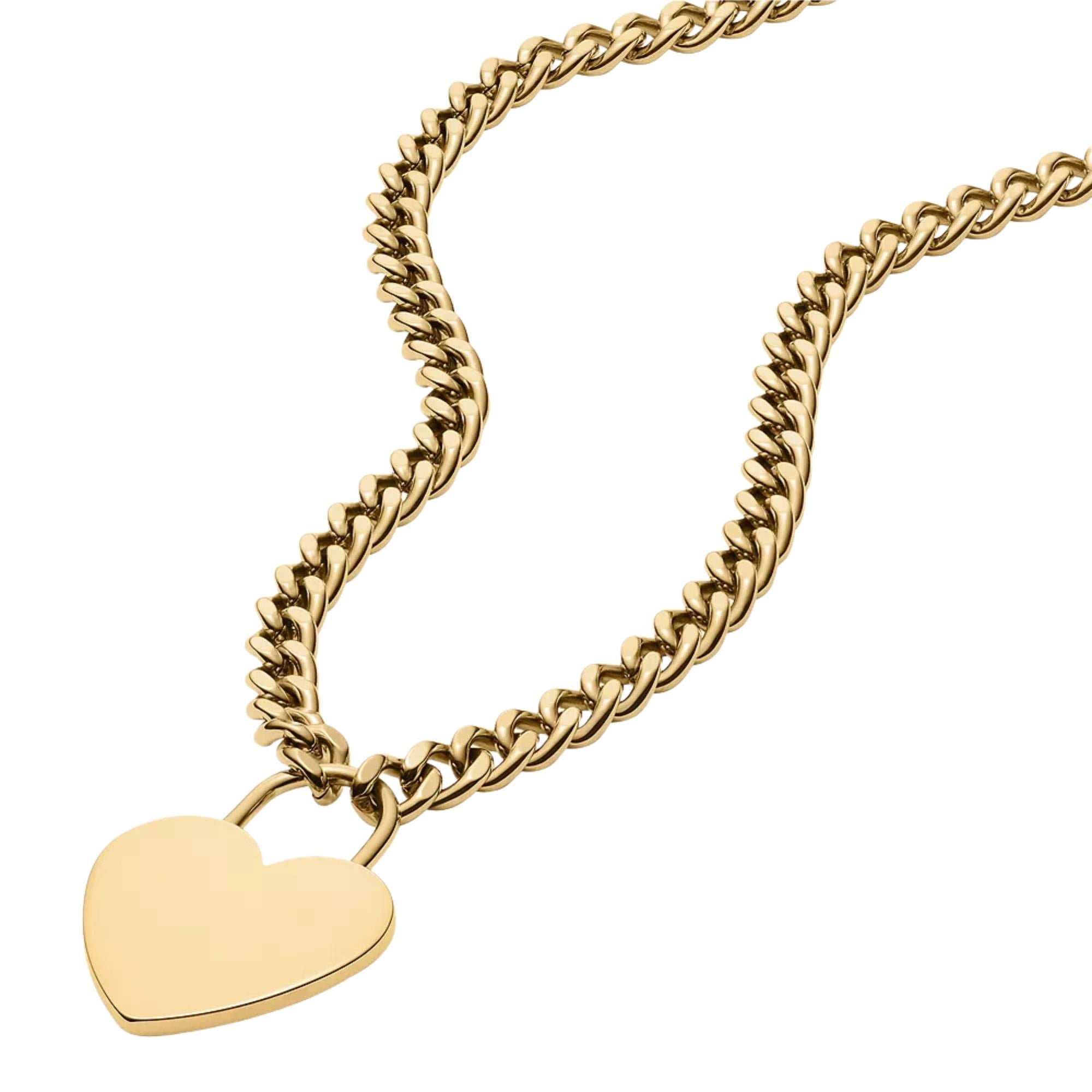 Fossil Sutton Gold-Tone Stainless Steel Heart Women's Necklace JF04958710