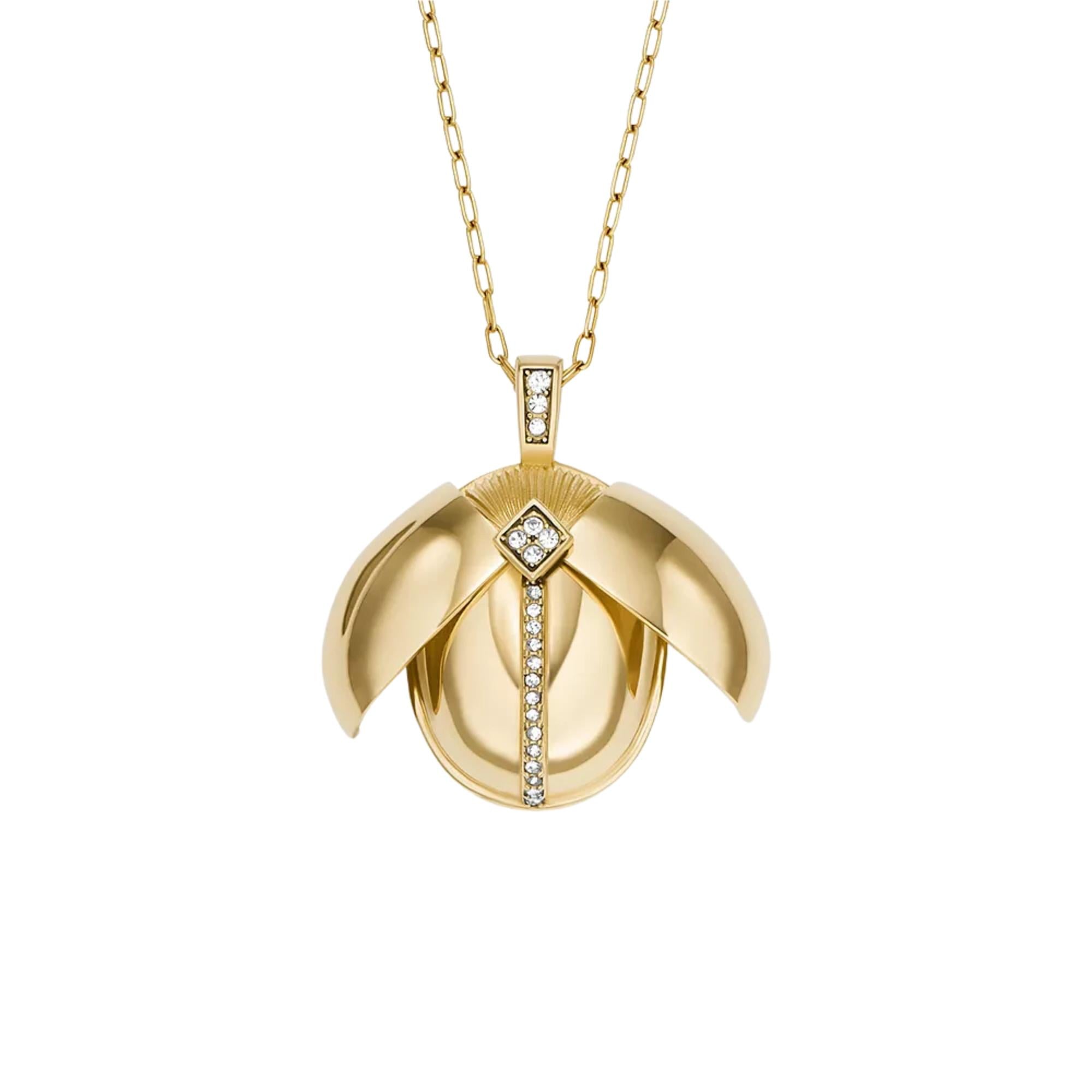 Fossil Sutton Scarab Gold-Tone Stainless Steel Pendant Women's Necklace JF04962710