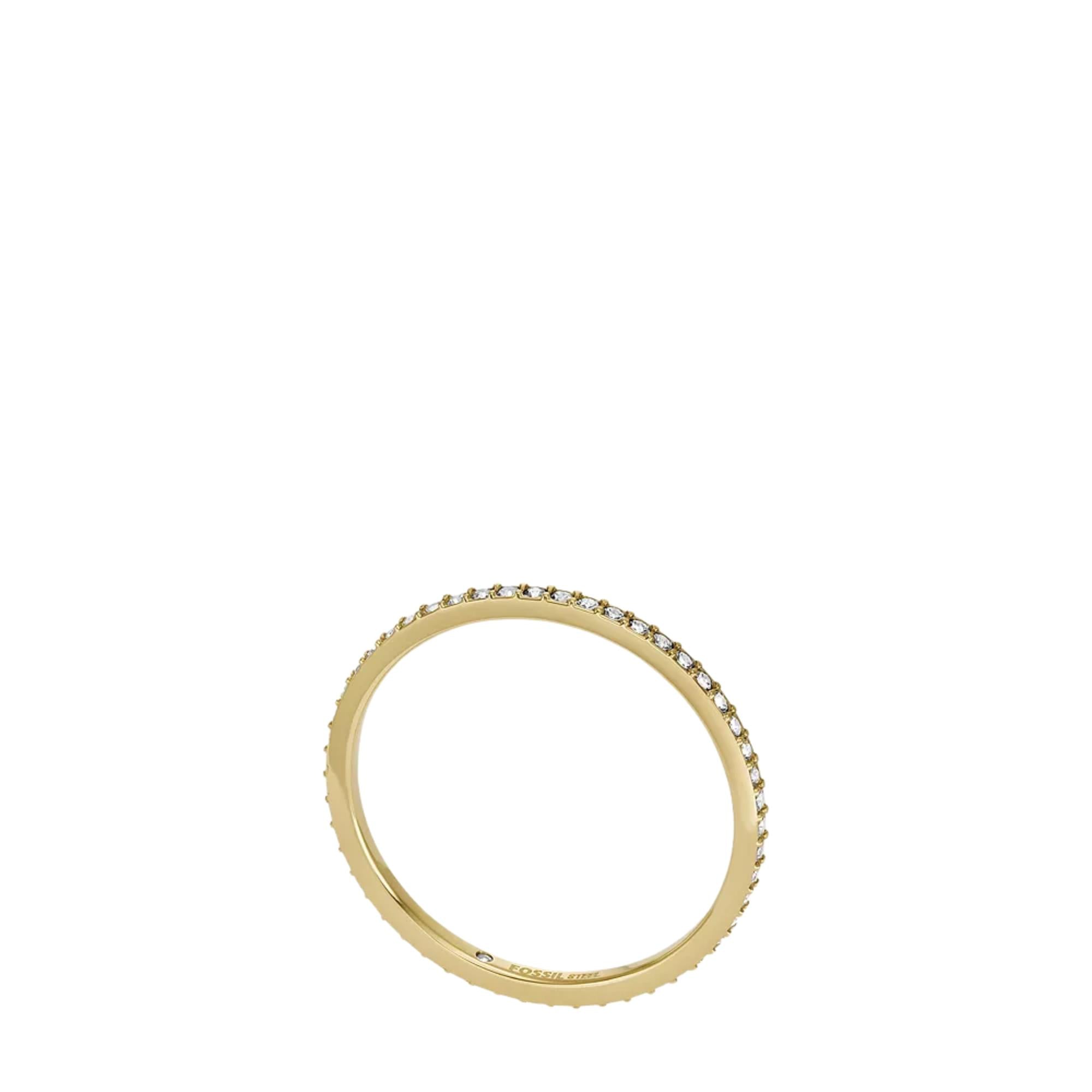 Fossil Ellis Pavé Glitz Gold-Tone Stainless Steel Band Women's Ring JF04686710