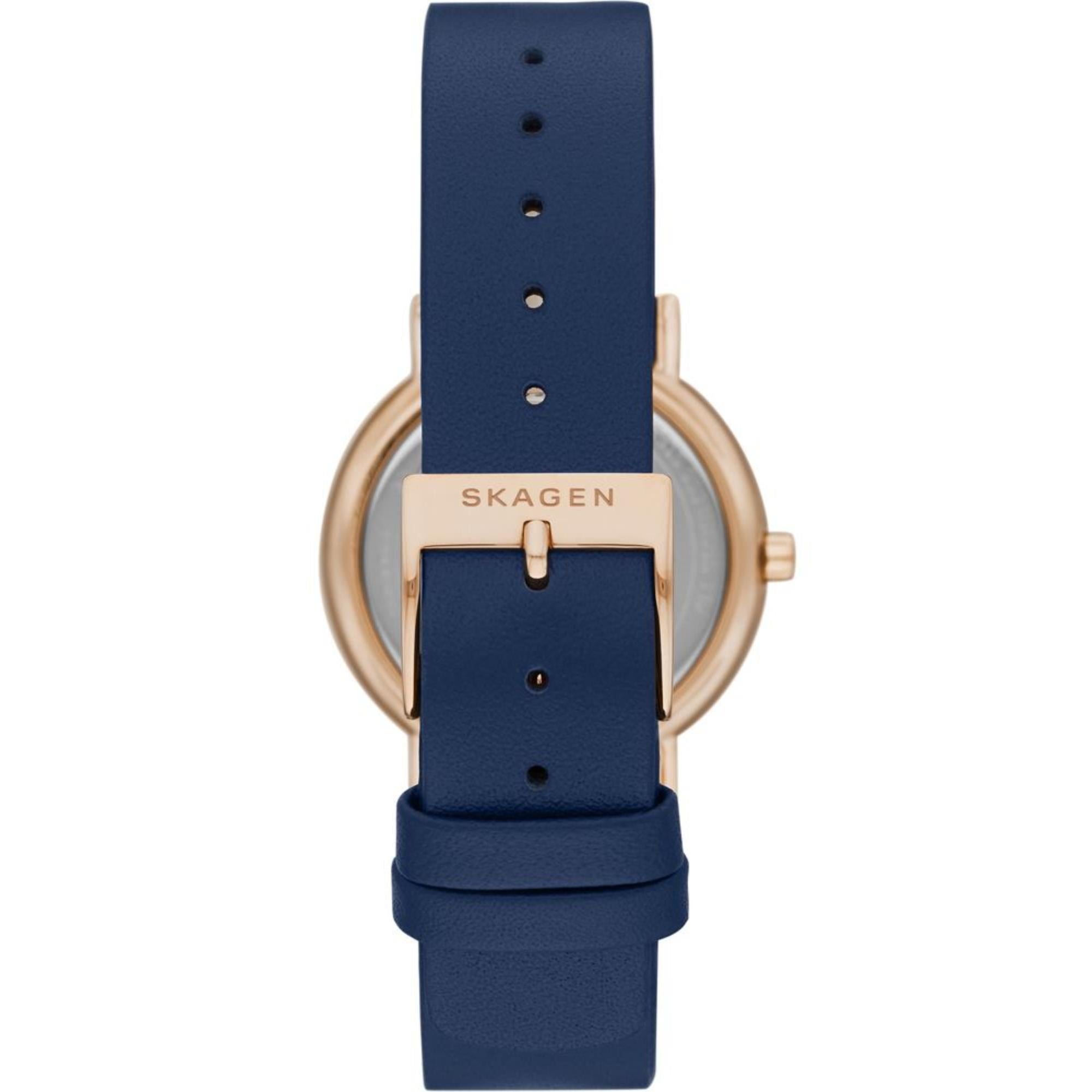 Skagen Signatur Lille Quartz White Dial Leather Strap Women's Watch SKW2838