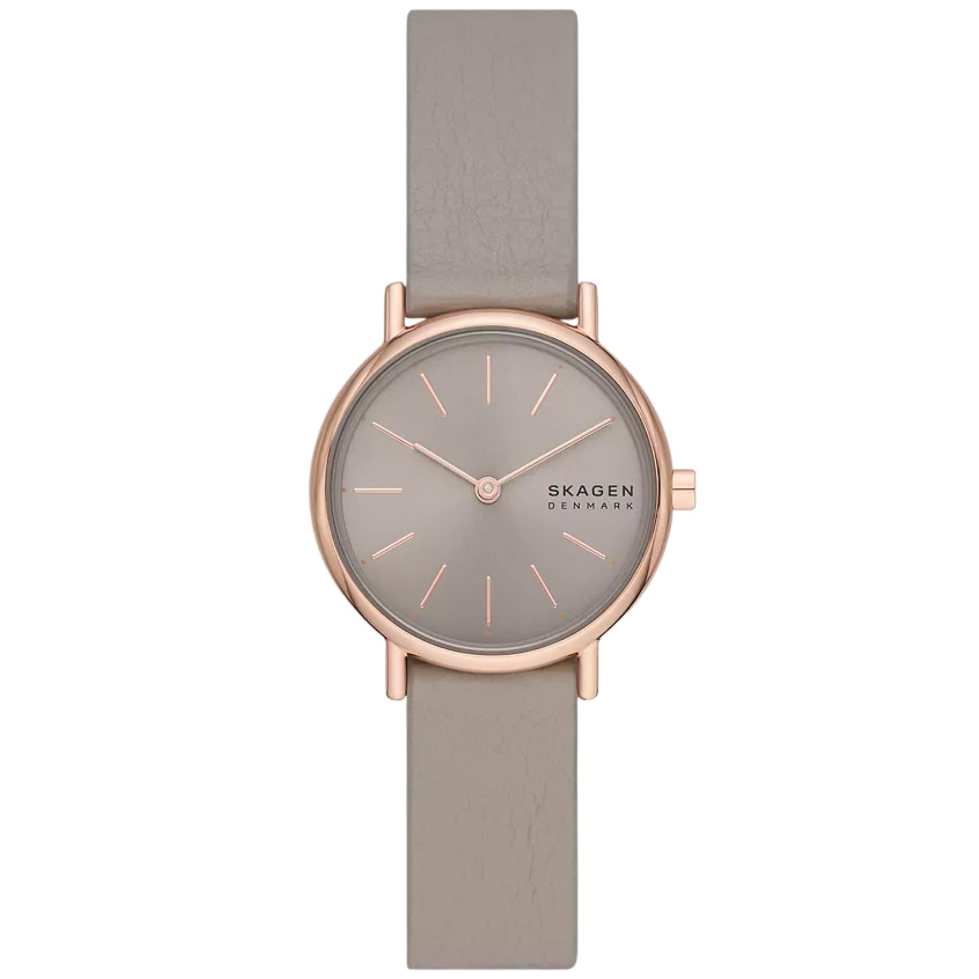 Skagen Signatur Lille Quartz Grey Dial Leather Strap Women's Watch SKW3060