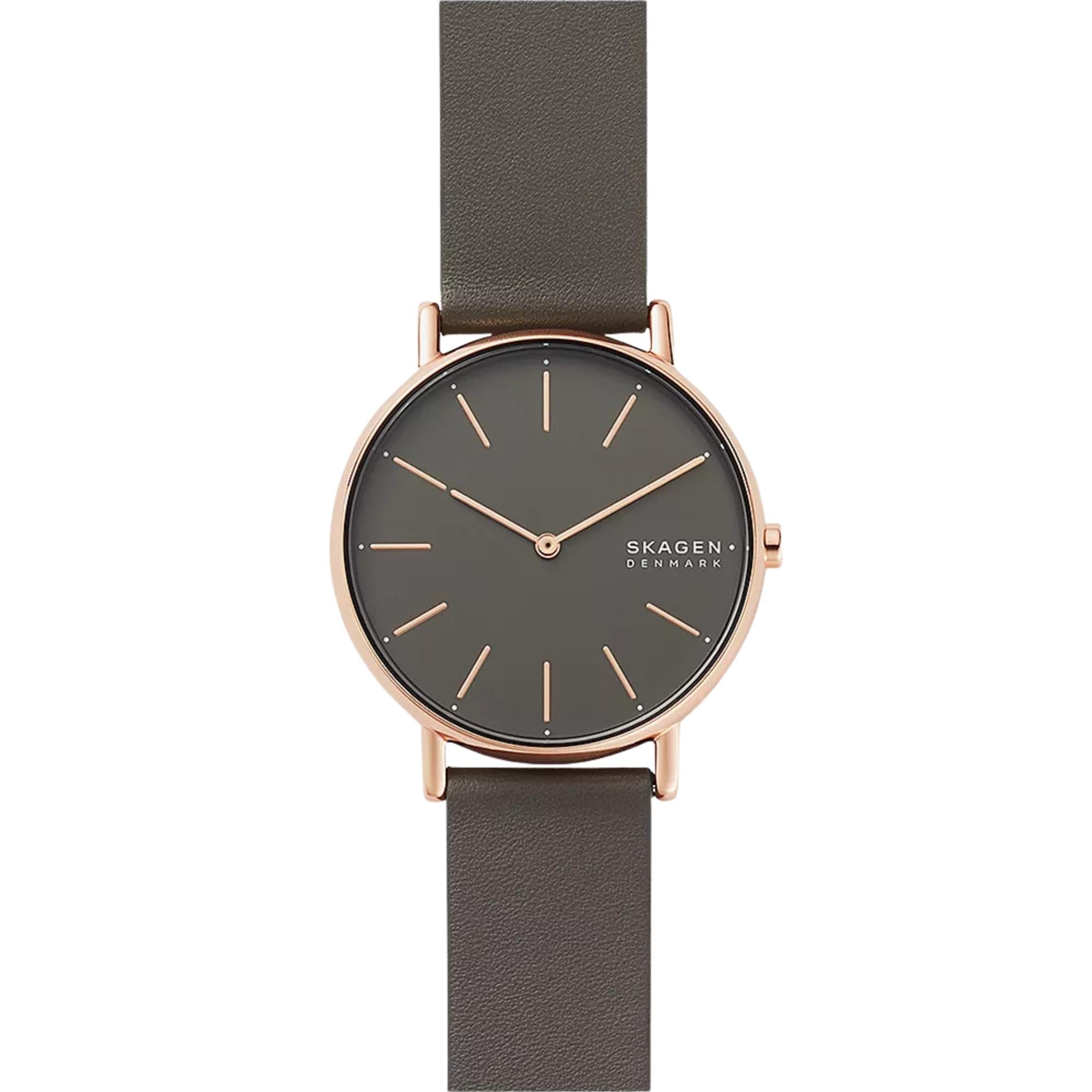 Skagen Signatur Quartz Charcoal Dial Leather Strap Women's Watch SKW2794