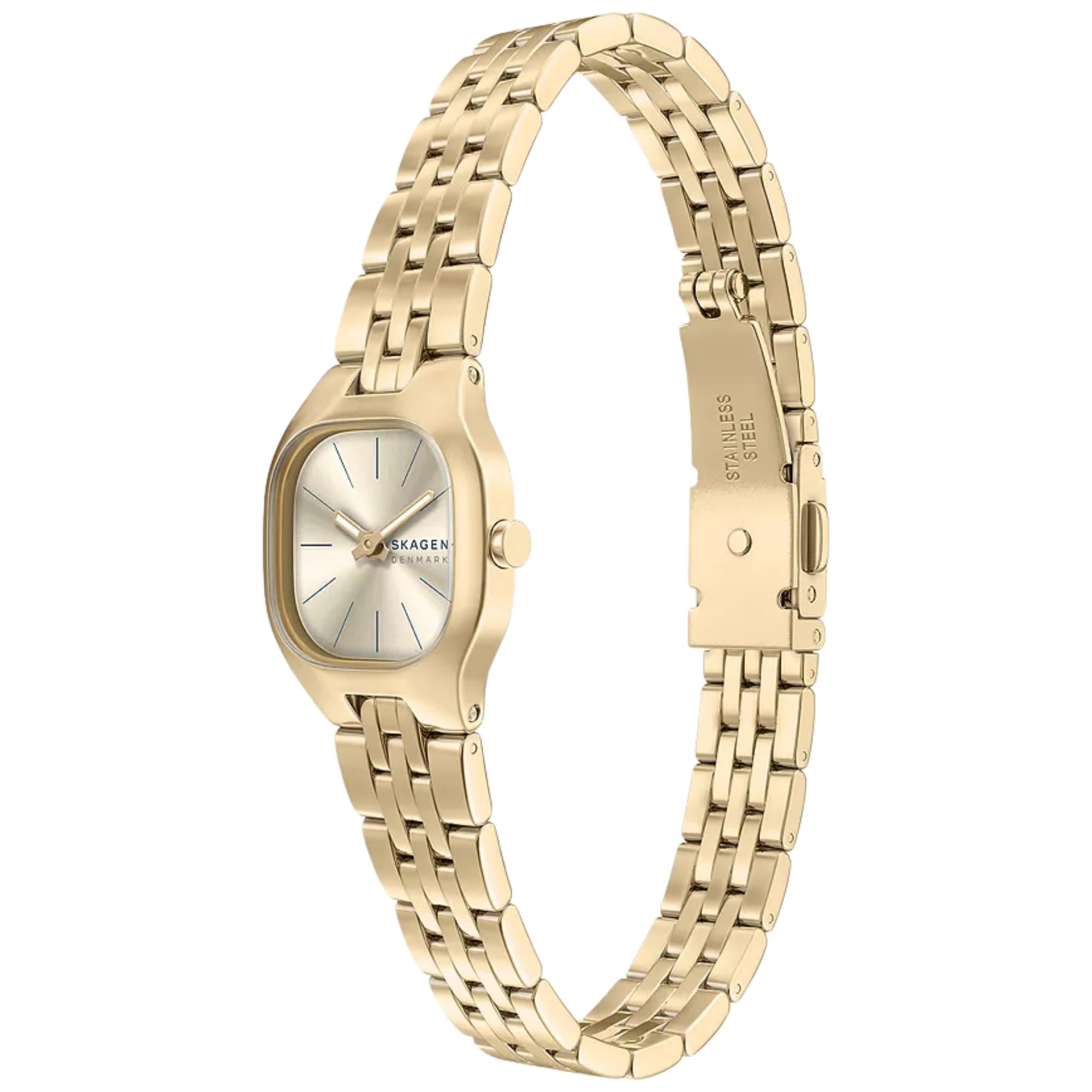 Skagen Mellem Micro 20mm Gold Dial Steel Ladies Quartz Watch SKW3177