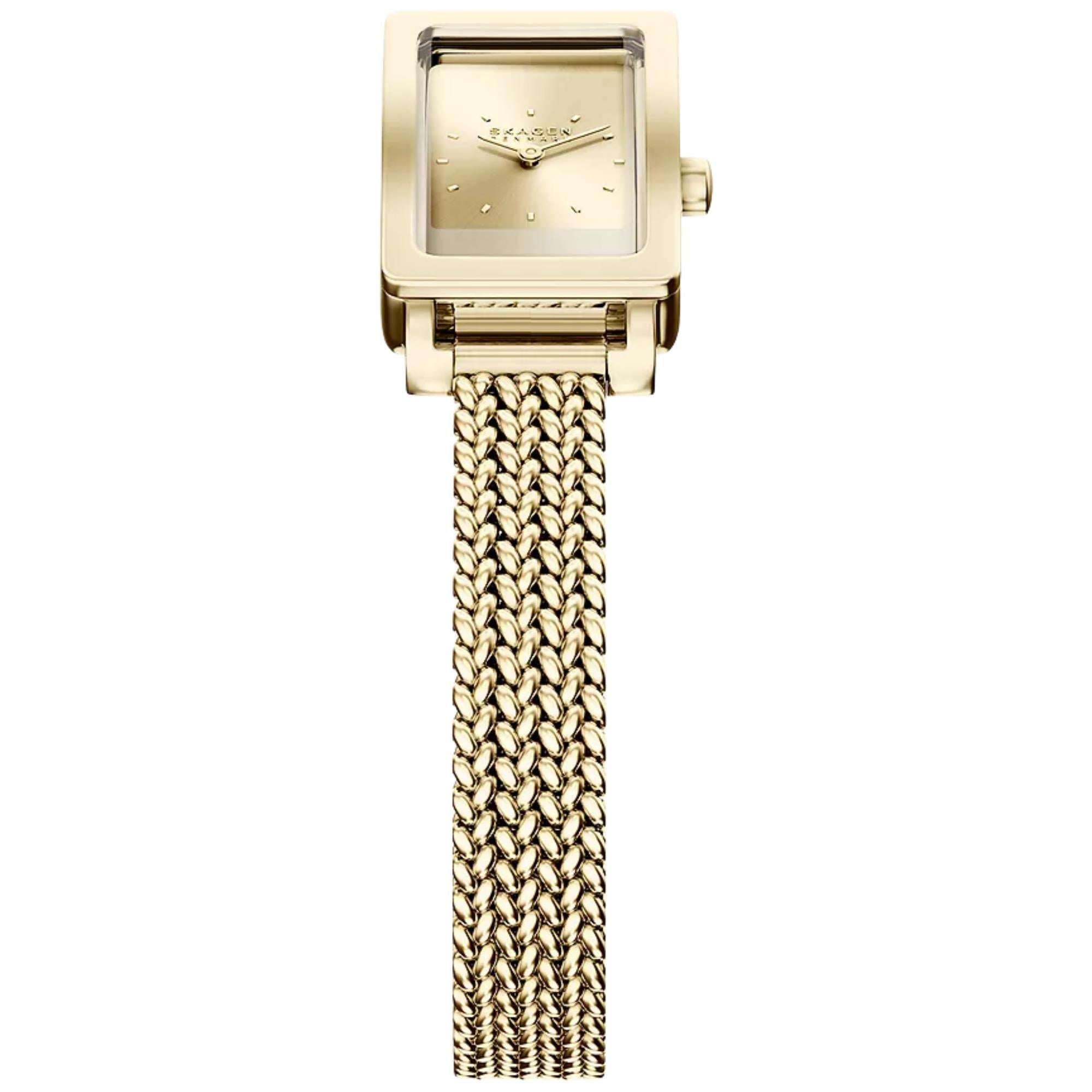 Skagen Hagen Micro Quartz Gold Dial Steel Strap Women's Watch SKW3178