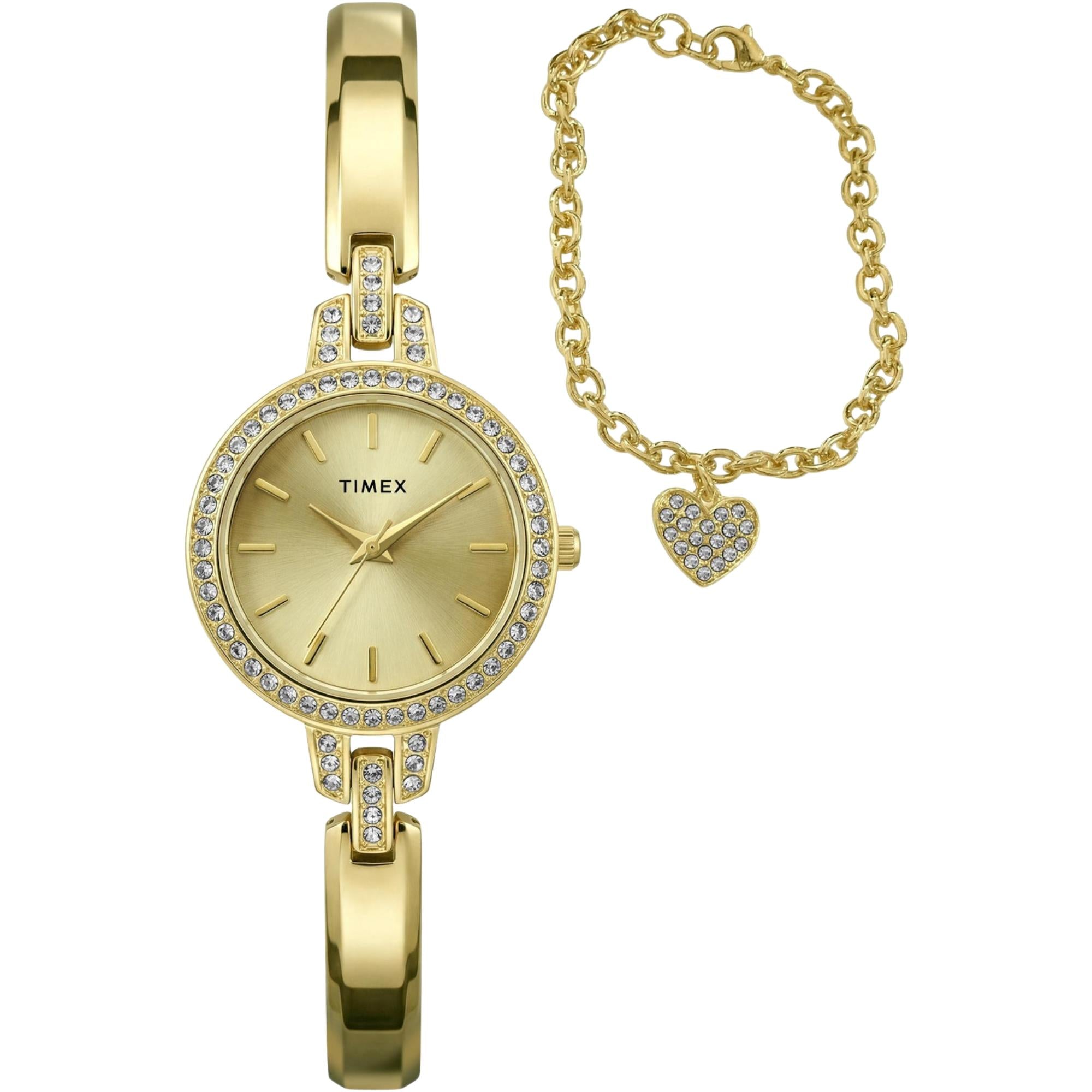 Timex Trend Aveline Gold Tone Dial Steel Strap Women's Set Watch TWG067900