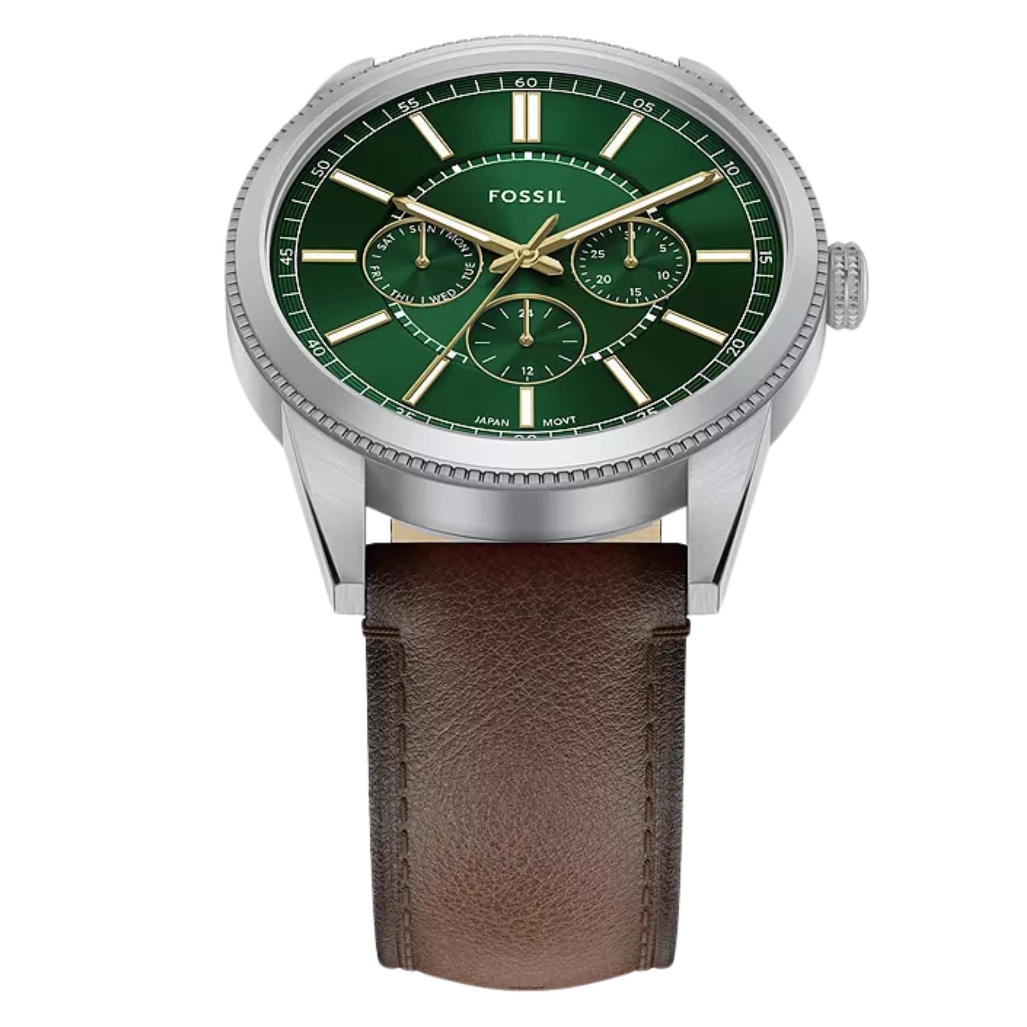 Fossil Pearson 42mm Chronograph Green Dial Leather Mens Quartz Watch FS6137