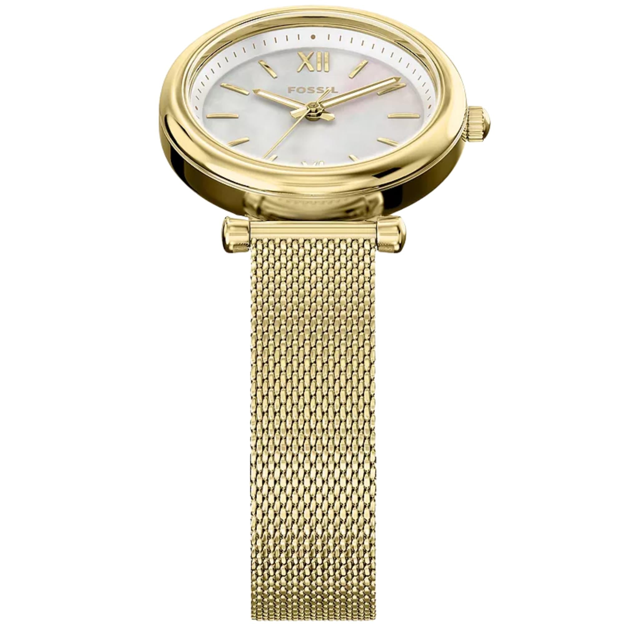 Fossil Carlie Mini Quartz Mother of Pearl Dial Steel Strap Women's Watch ES5462