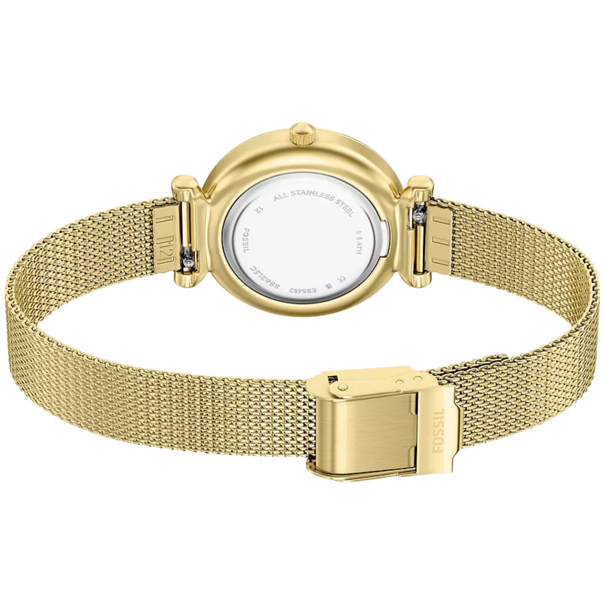 Fossil Carlie Mini Quartz Mother of Pearl Dial Steel Strap Women's Watch ES5462