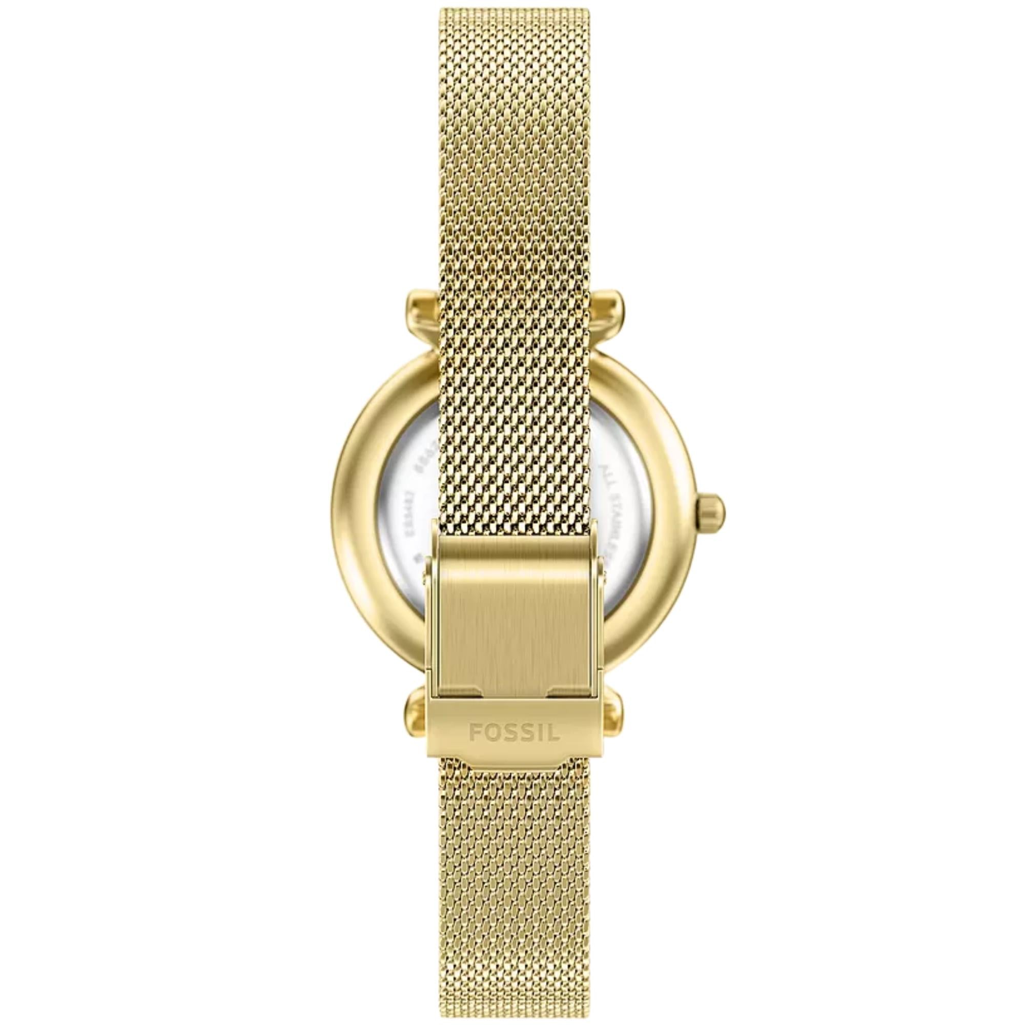 Fossil Carlie Mini Quartz Mother of Pearl Dial Steel Strap Women's Watch ES5462