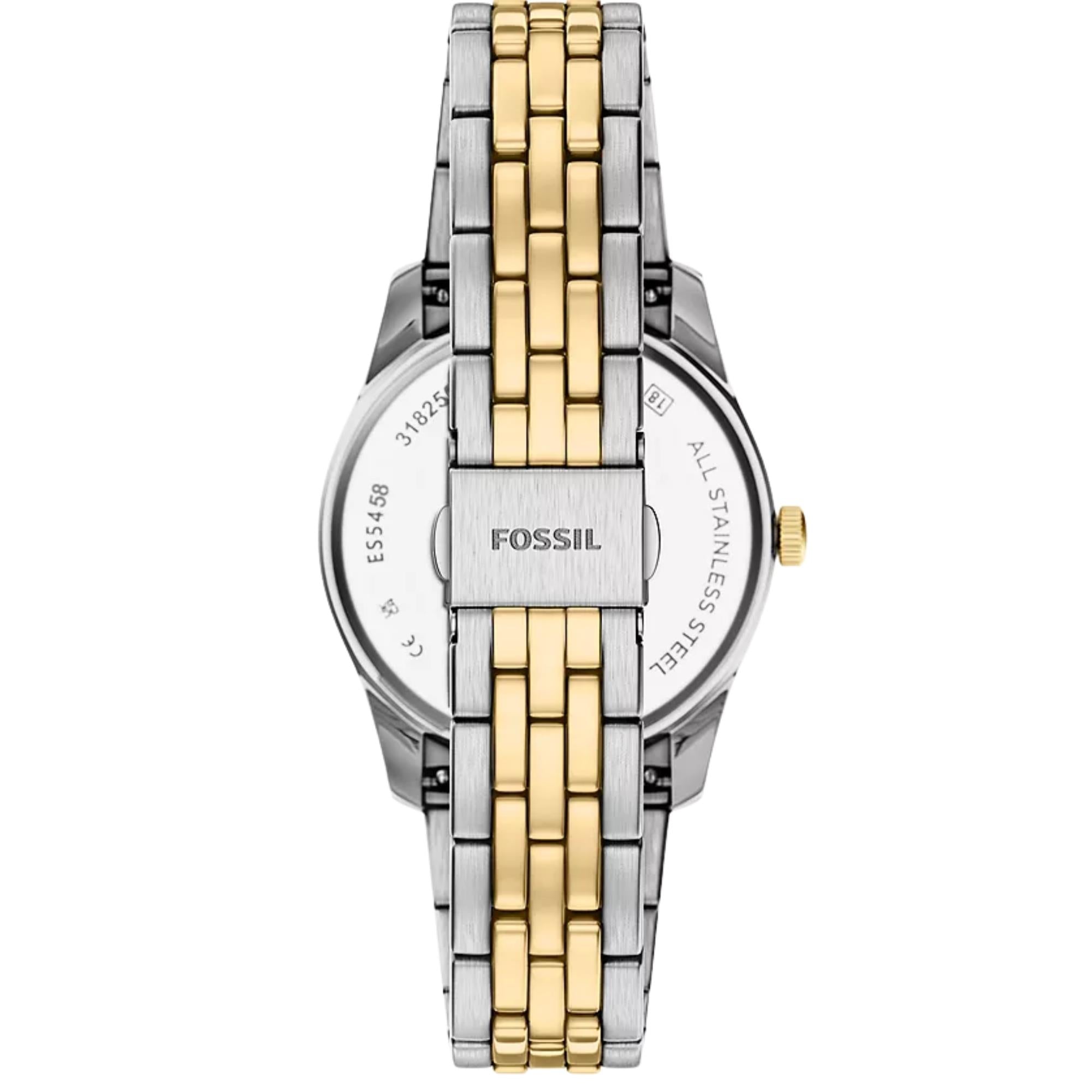 Fossil Scarlette Quartz Black Dial Steel Strap Women's Watch ES5458