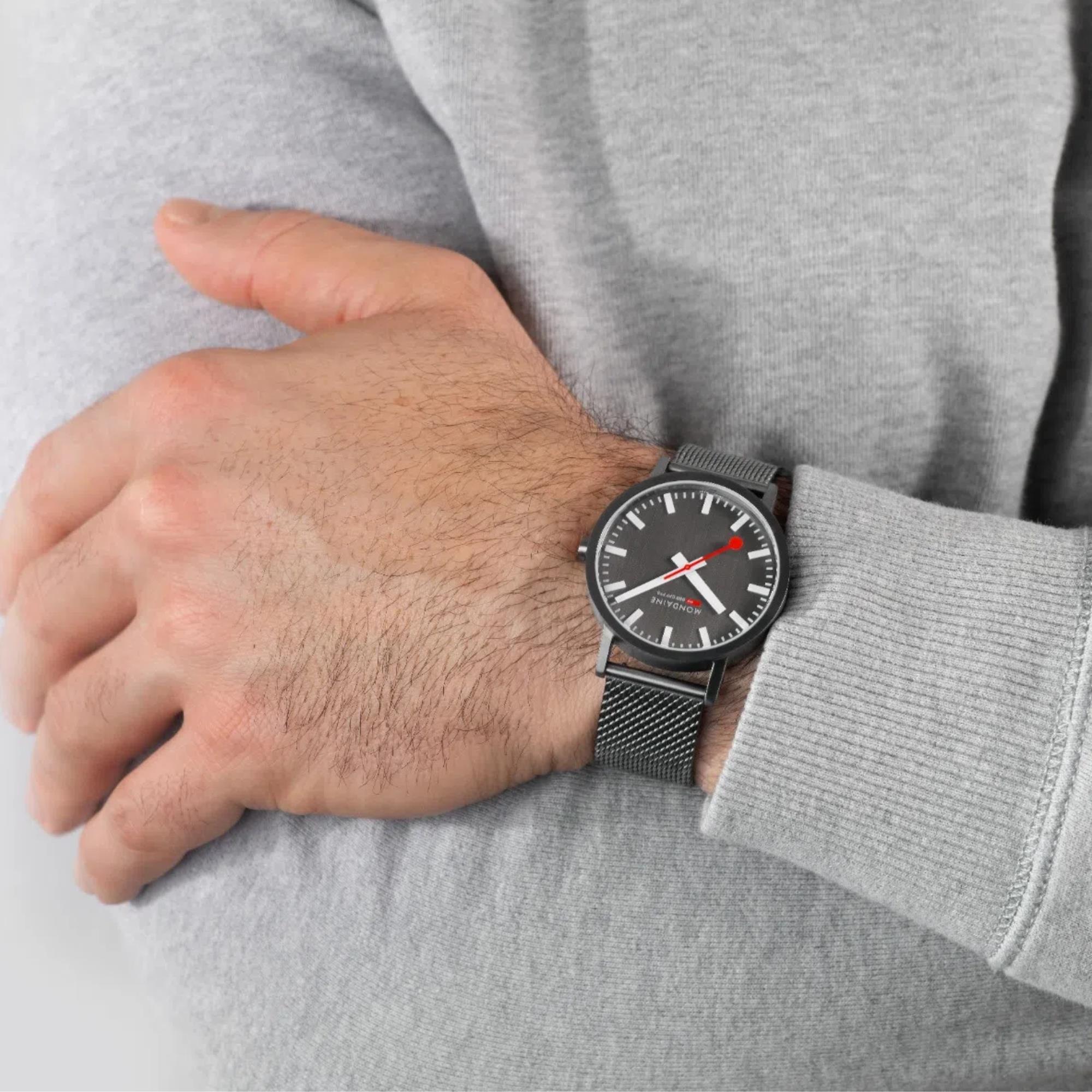 Mondaine Classic Anthracite Grey Dial Steel Strap Men's Watch A660.30360.81SBM