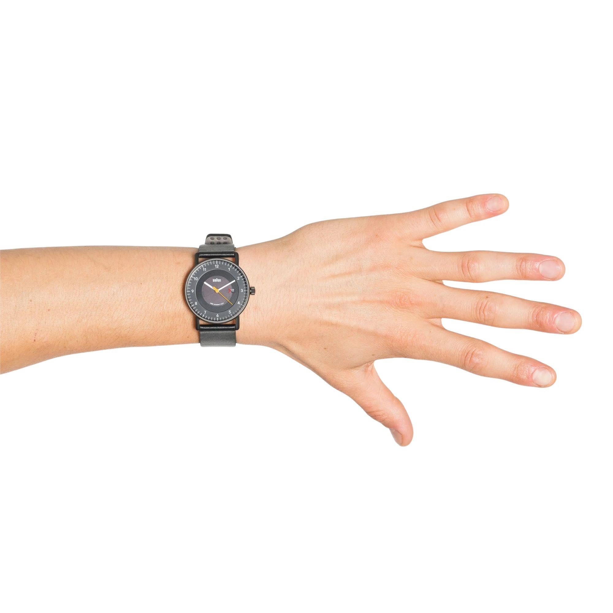 Braun Solar Powered Date Black Dial Leather Strap Men's Watch BN0301BKBKG