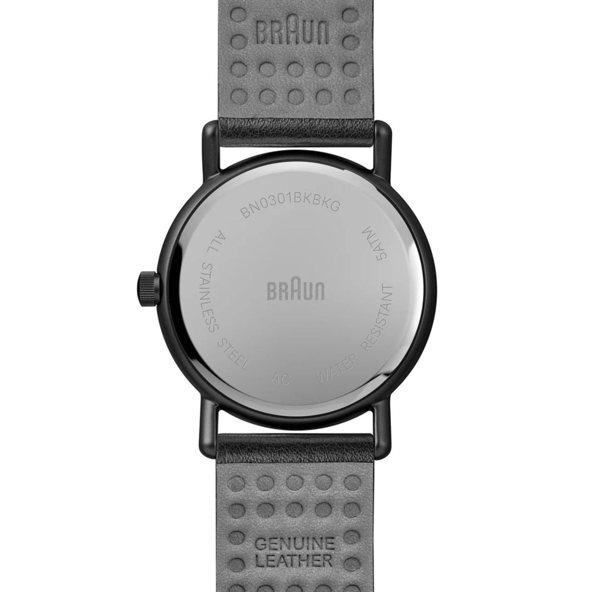 Braun Solar Powered Date Black Dial Leather Strap Men's Watch BN0301BKBKG