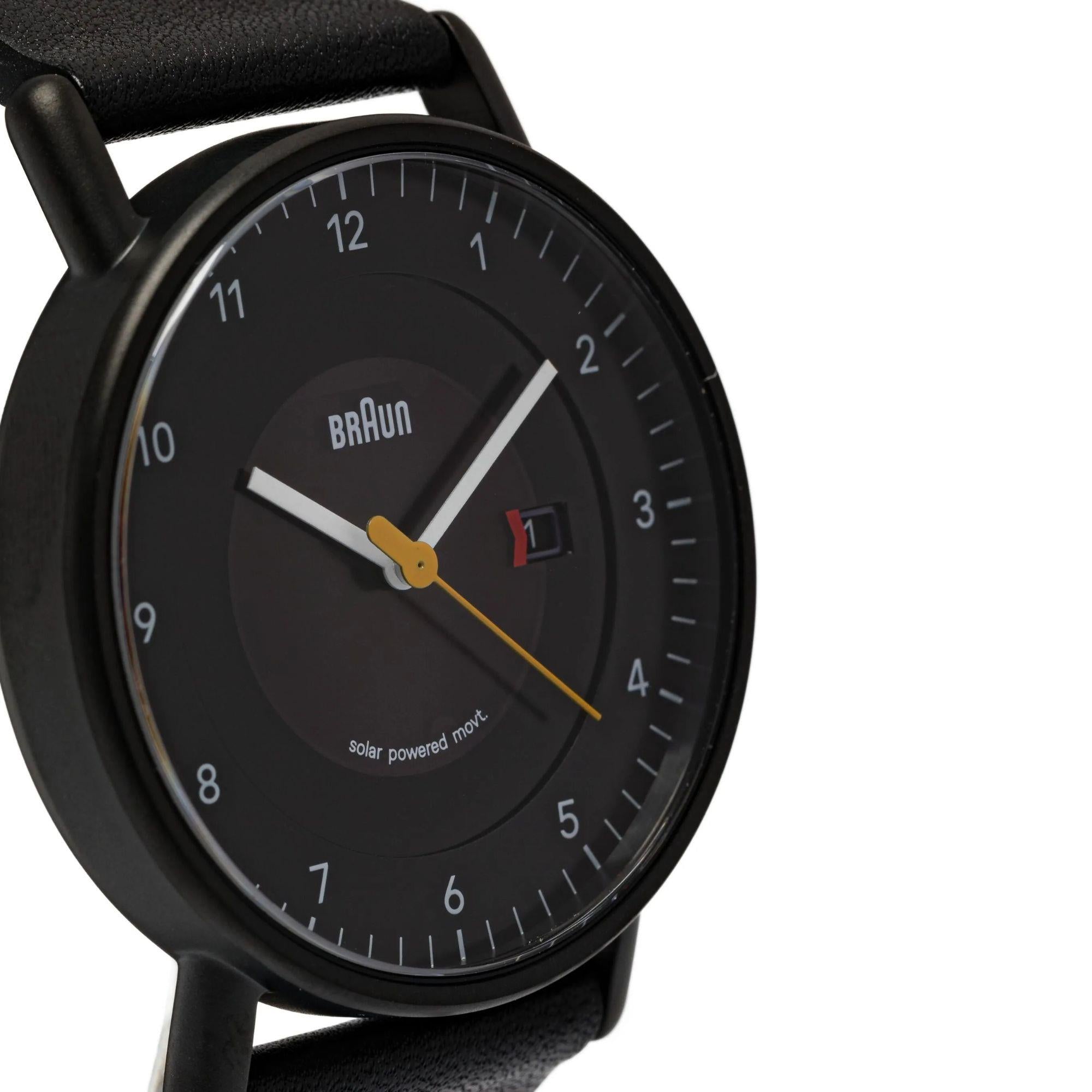 Braun Solar Powered Date Black Dial Leather Strap Men's Watch BN0301BKBKG