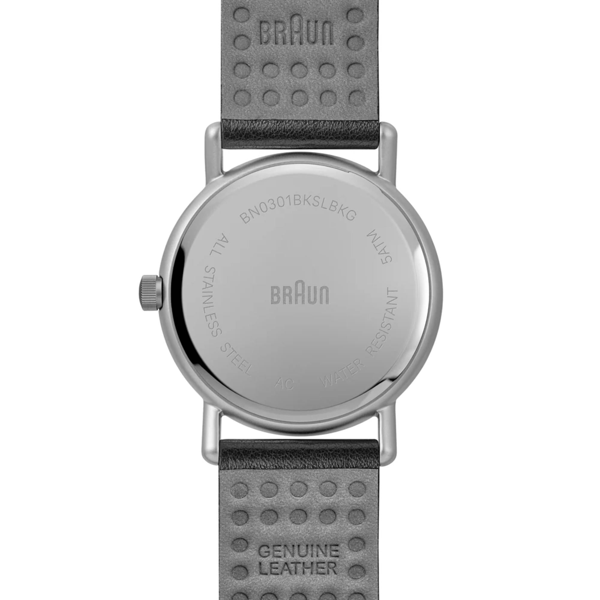 Braun Solar Powered Date Black Dial Leather Strap Men's Watch BN0301BKSLBKG