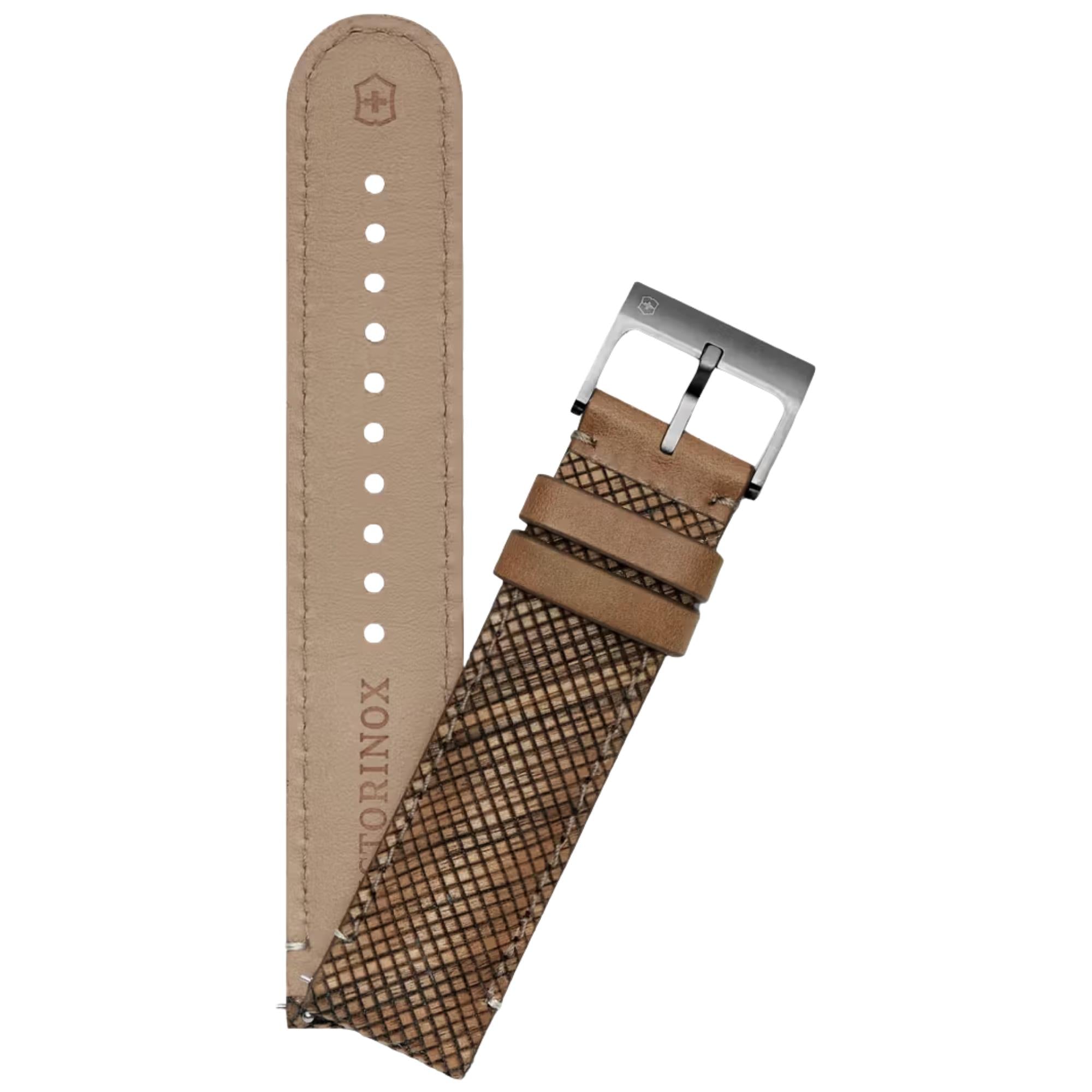 Victorinox Wooden Crafted 21mm Leather Watch Strap D2-TI V.60052